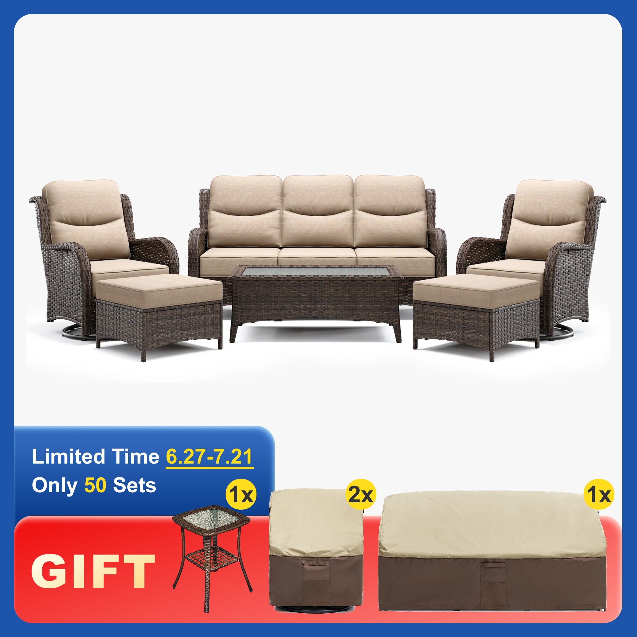 Hawthorne 6 Pieces Sofa Set With Khaki Covers