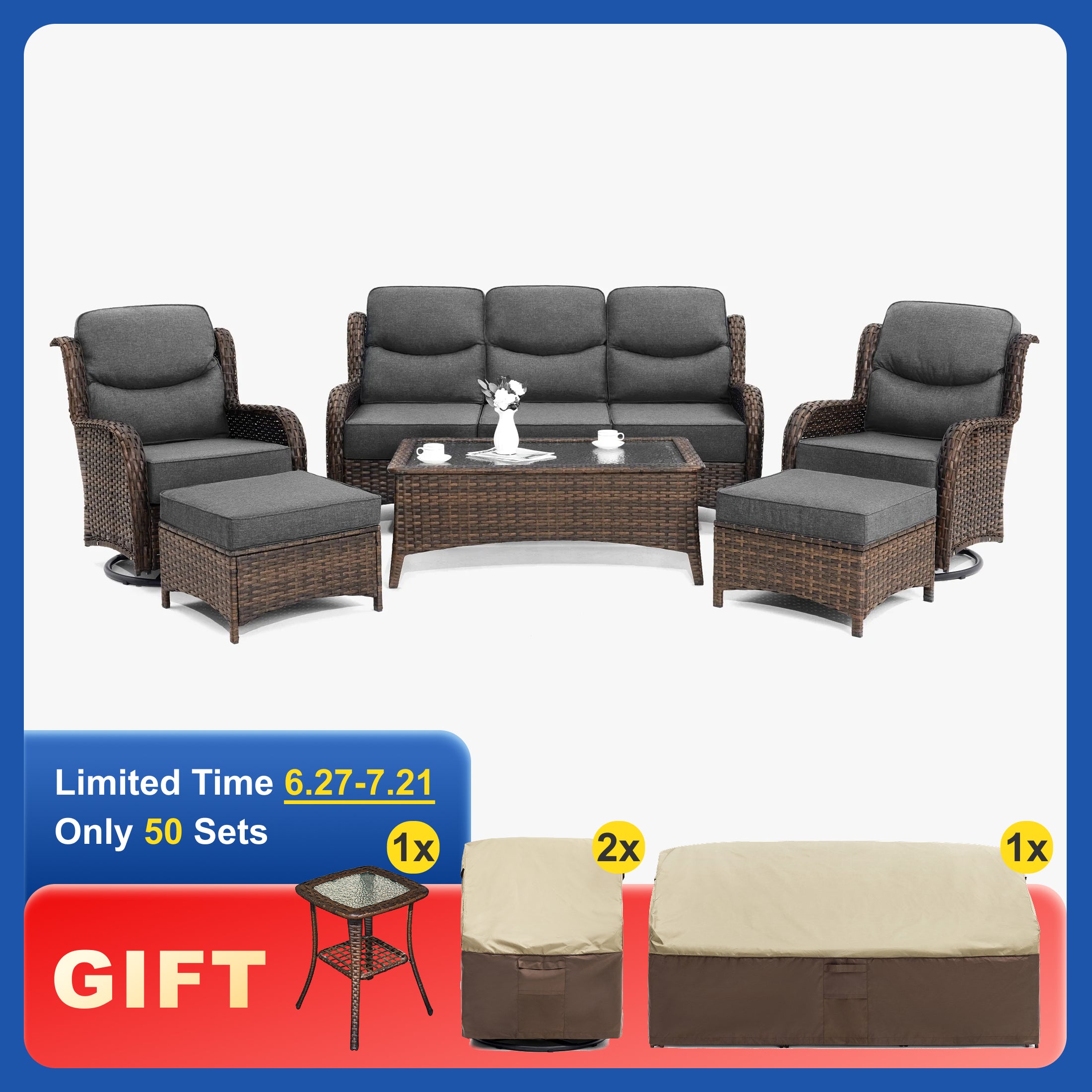 Hawthorne 6 Pieces Sofa Set With Khaki Covers