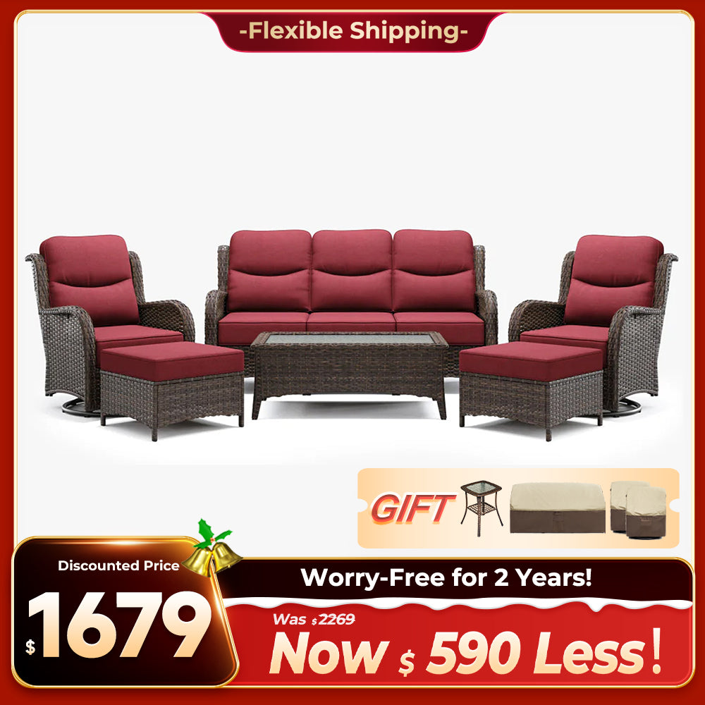 Hawthorne 9 Piece All Weather Outdoor Wicker Furniture Set With Removable khaki Covers