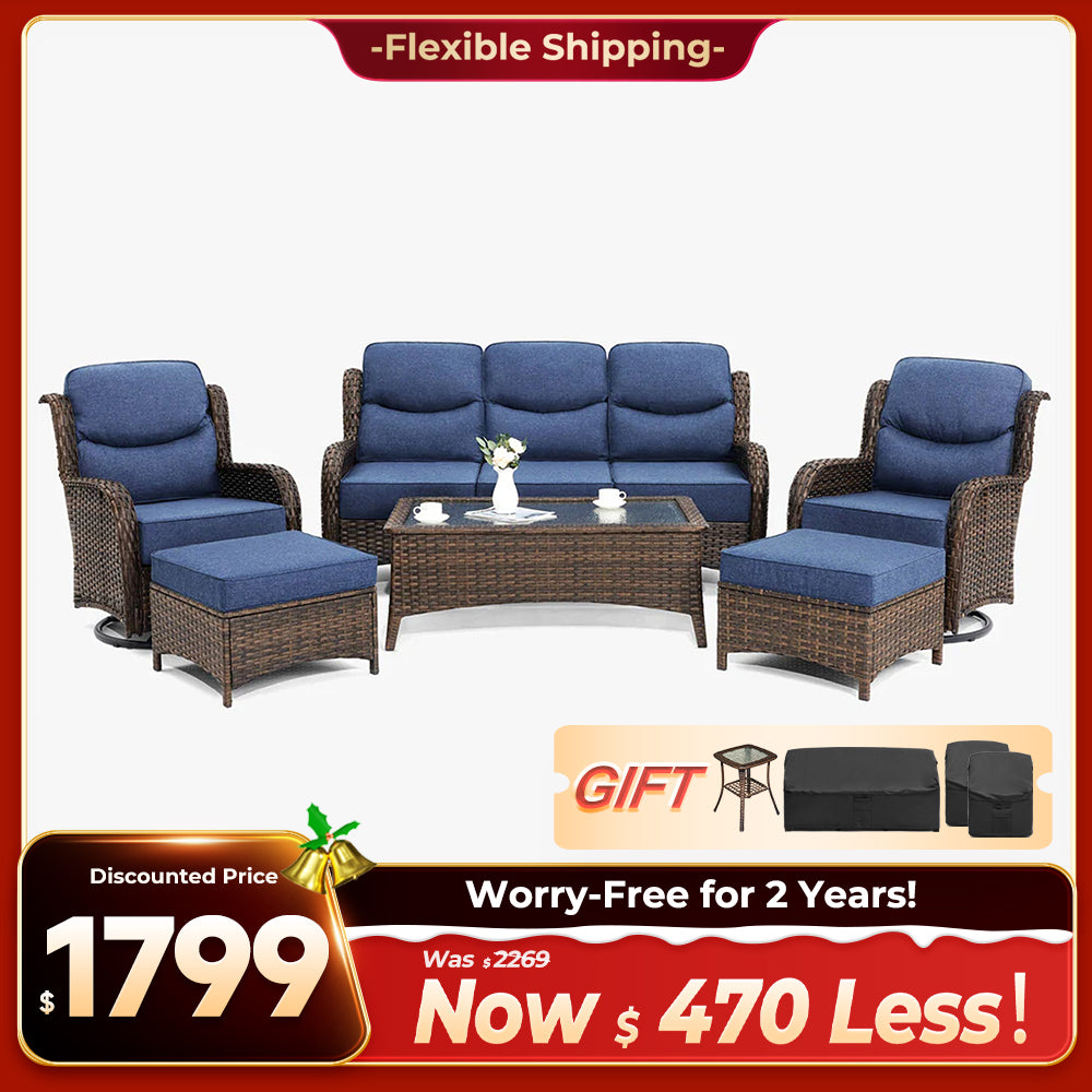 Hawthorne 9 Piece All Weather Outdoor Wicker Furniture Set With Removable Black Covers