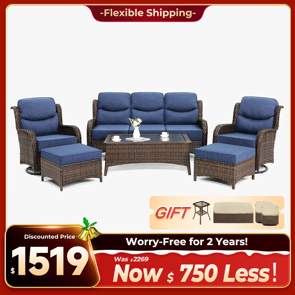 Hawthorne 9 Piece All Weather Outdoor Wicker Furniture Set With Removable khaki Covers