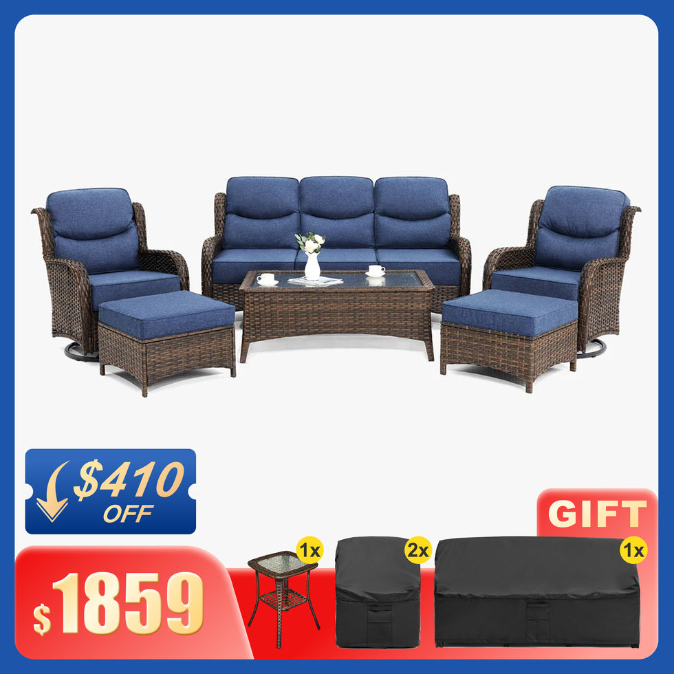 Hawthorne 9 Piece All Weather Outdoor Wicker Furniture Set With Removable Black Covers