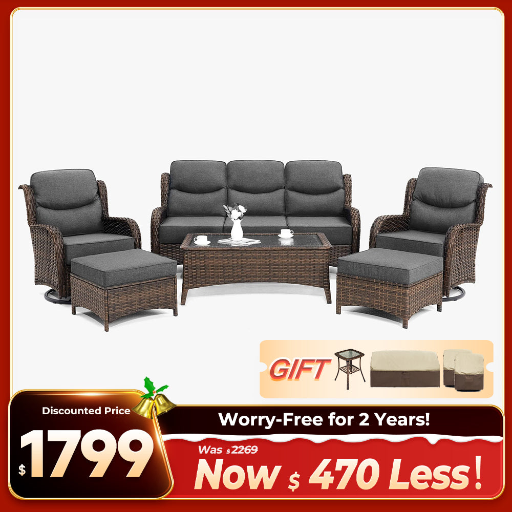 Hawthorne 9 Piece All Weather Outdoor Wicker Furniture Set With Removable khaki Covers