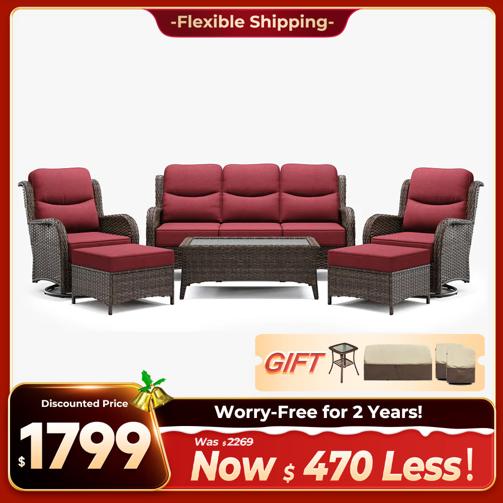 Hawthorne 9 Piece All Weather Outdoor Wicker Furniture Set With Removable khaki Covers