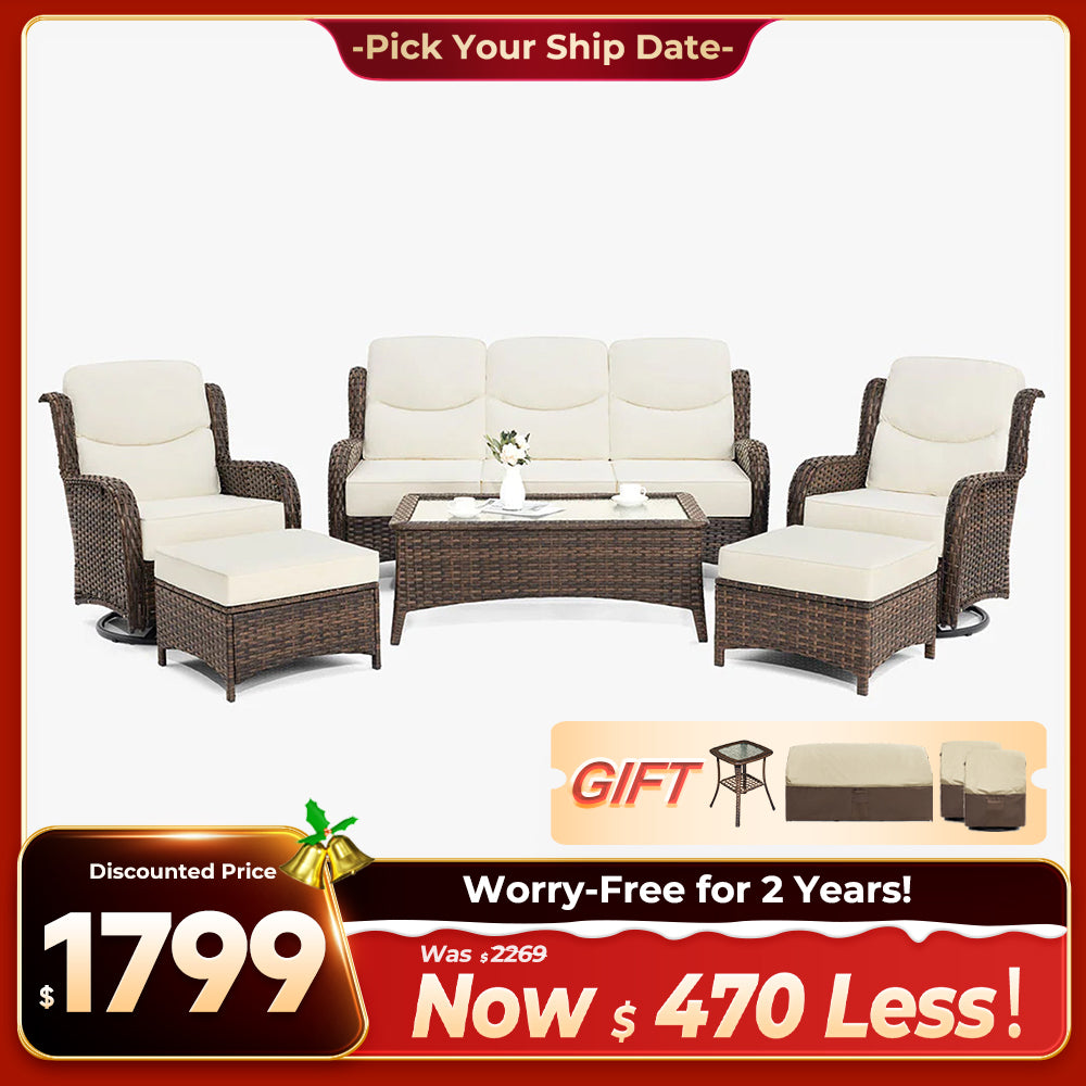 Hawthorne 9 Piece All Weather Outdoor Wicker Furniture Set With Removable khaki Covers