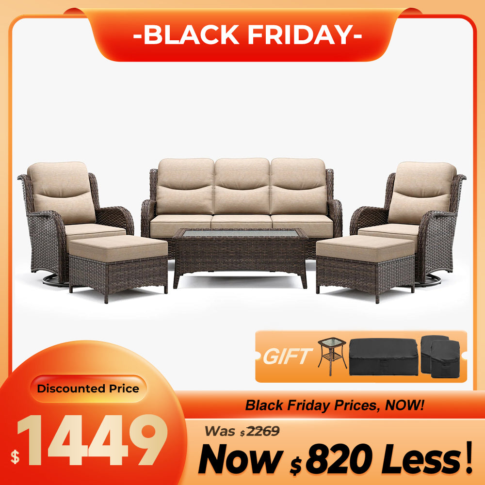 Hawthorne 9 Piece All Weather Outdoor Wicker Furniture Set With Removable Black Covers