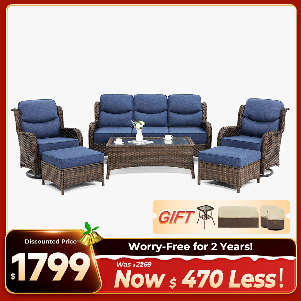 Hawthorne 9 Piece All Weather Outdoor Wicker Furniture Set With Removable khaki Covers