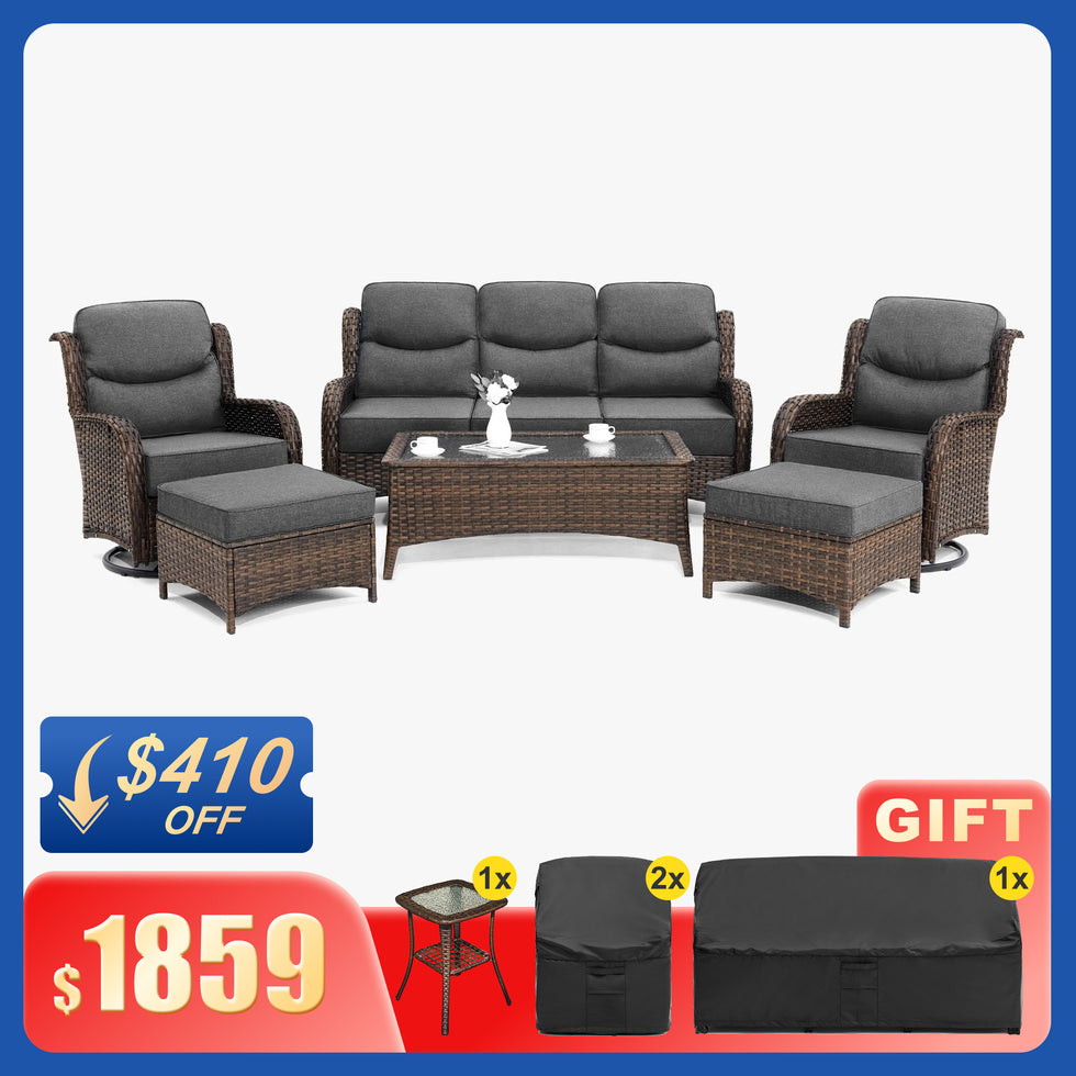 Hawthorne 9 Piece All Weather Outdoor Wicker Furniture Set With Removable Black Covers