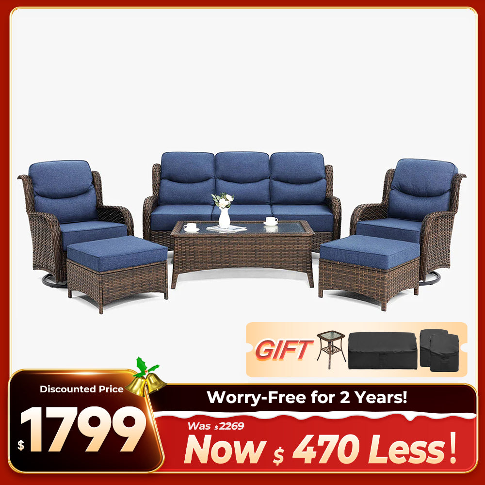 Hawthorne 9 Piece All Weather Outdoor Wicker Furniture Set With Removable Black Covers