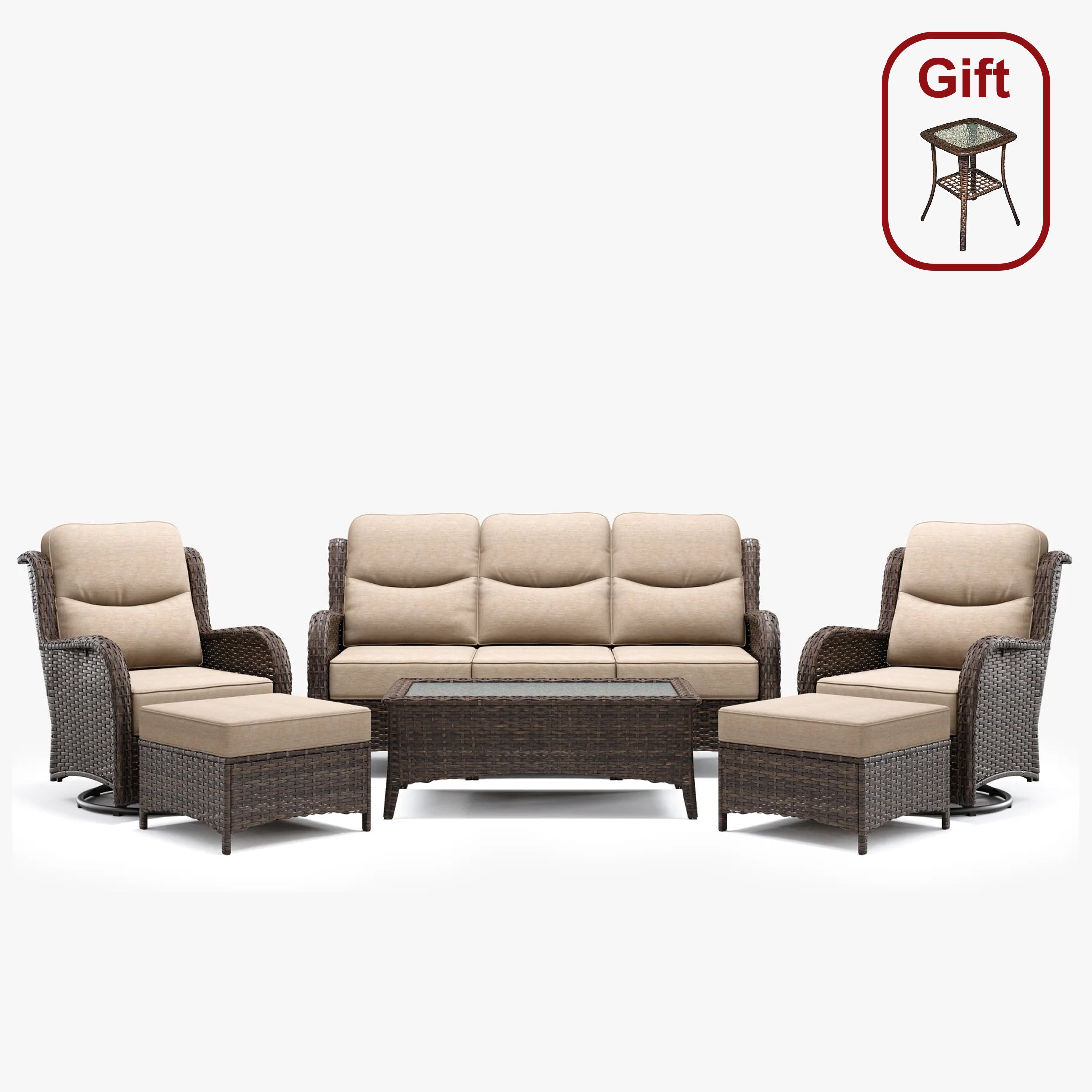 Hawthorne 6 Pieces Outdoor Wicker Sofa Set With Ergonomic backrest Design & Comfort Cushions