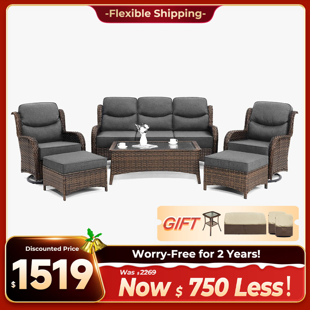 Hawthorne 9 Piece All Weather Outdoor Wicker Furniture Set With Removable khaki Covers