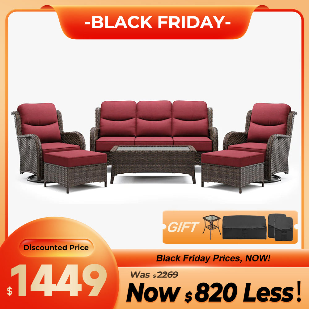 Hawthorne 9 Piece All Weather Outdoor Wicker Furniture Set With Removable Black Covers