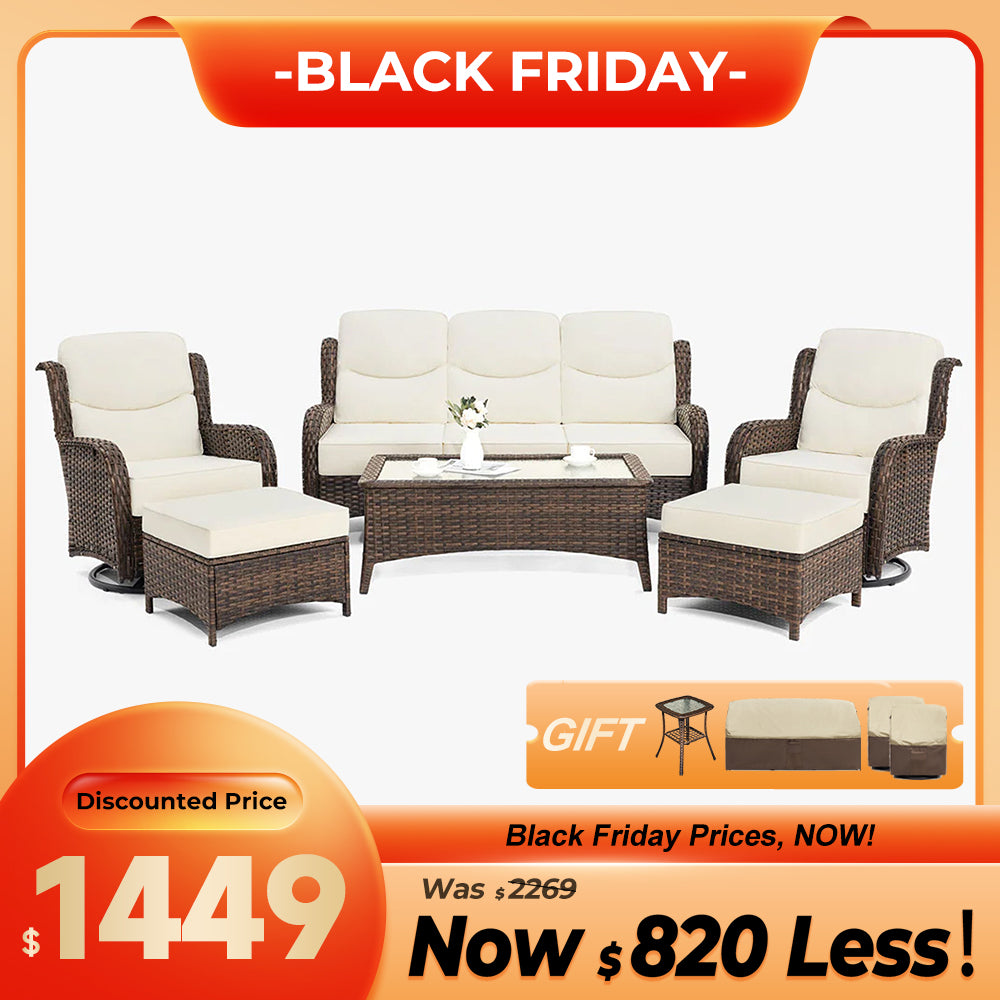 Hawthorne 9 Piece All Weather Outdoor Wicker Furniture Set With Removable khaki Covers