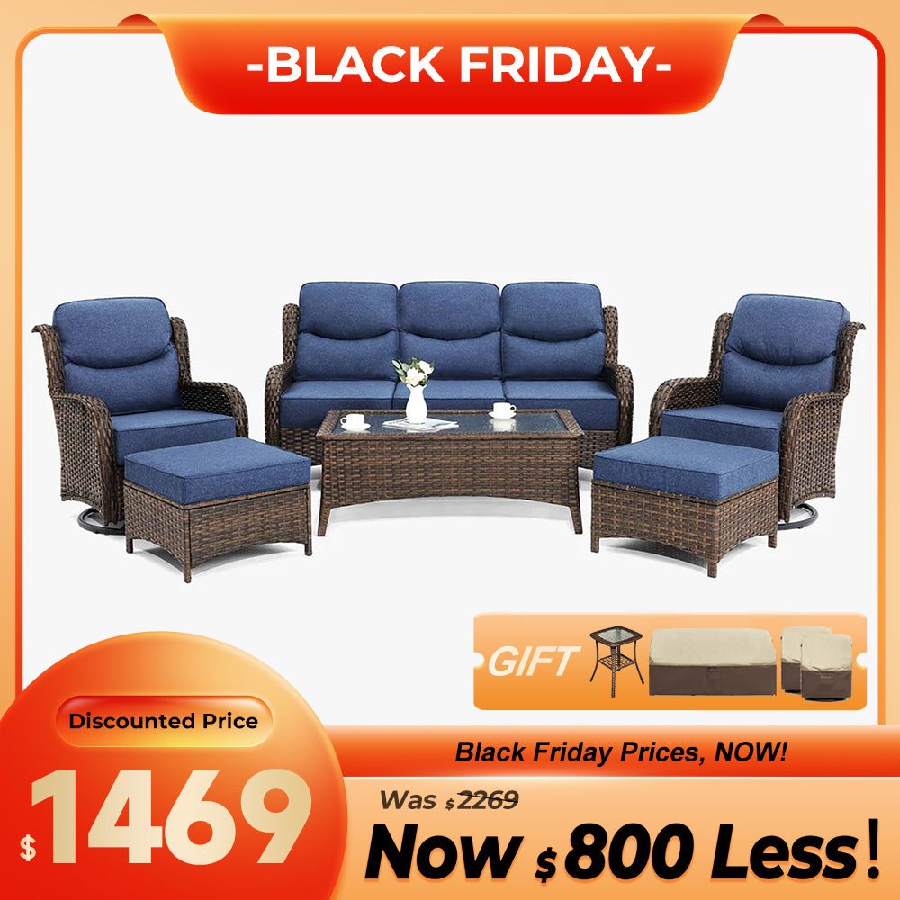 Hawthorne 9 Piece All Weather Outdoor Wicker Furniture Set With Removable khaki Covers
