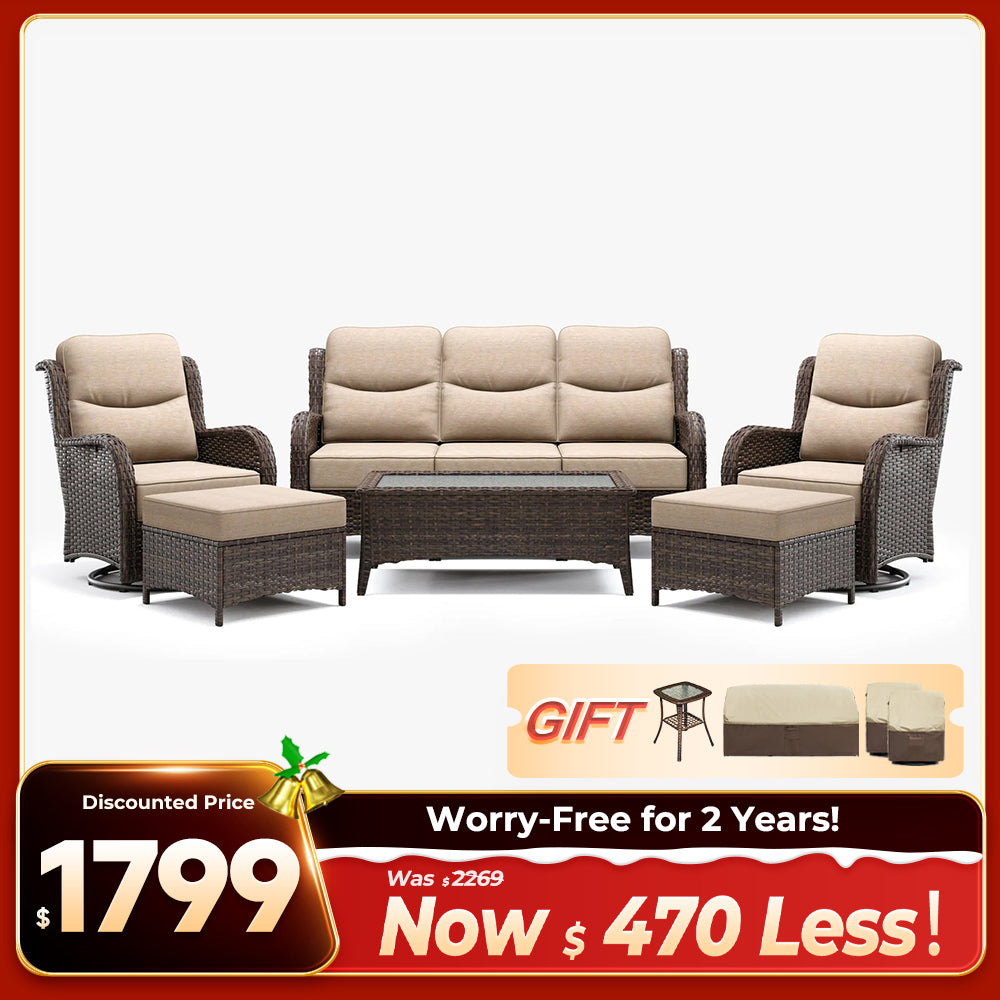 Hawthorne 9 Piece All Weather Outdoor Wicker Furniture Set With Removable khaki Covers