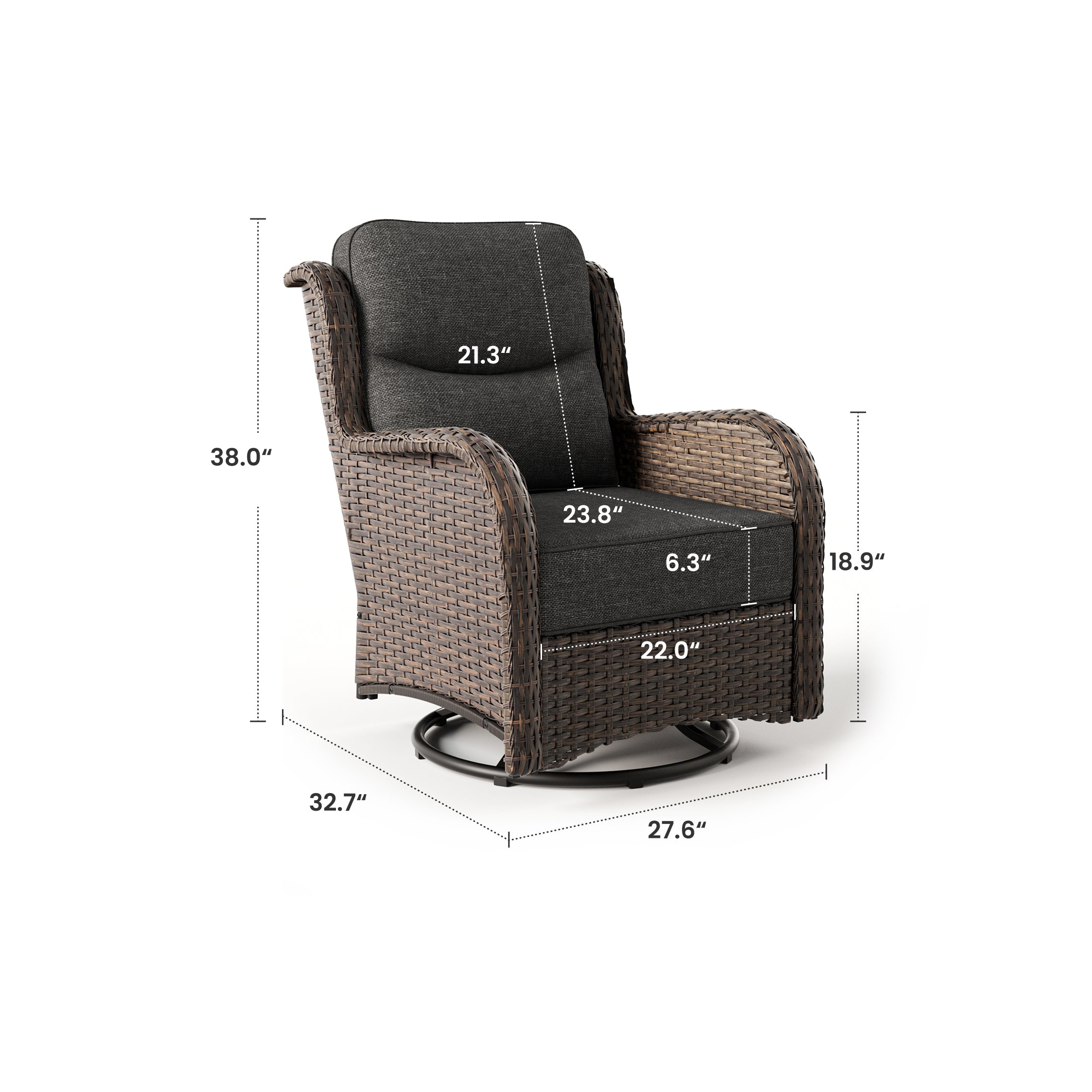 Hawthorne 360° Swivel Outdoor Wicker Gliding Chair With 6-Inch Cushion & Sturdy Base