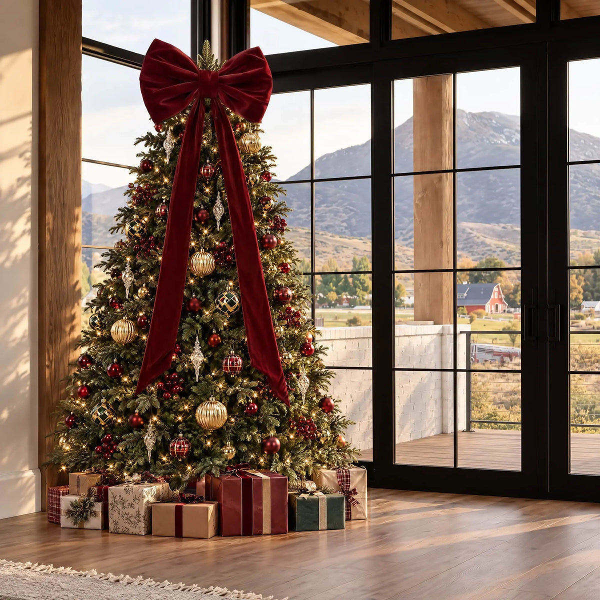7.5 ft Pre-Lit Classic Noble Fir Christmas Tree Colored LED