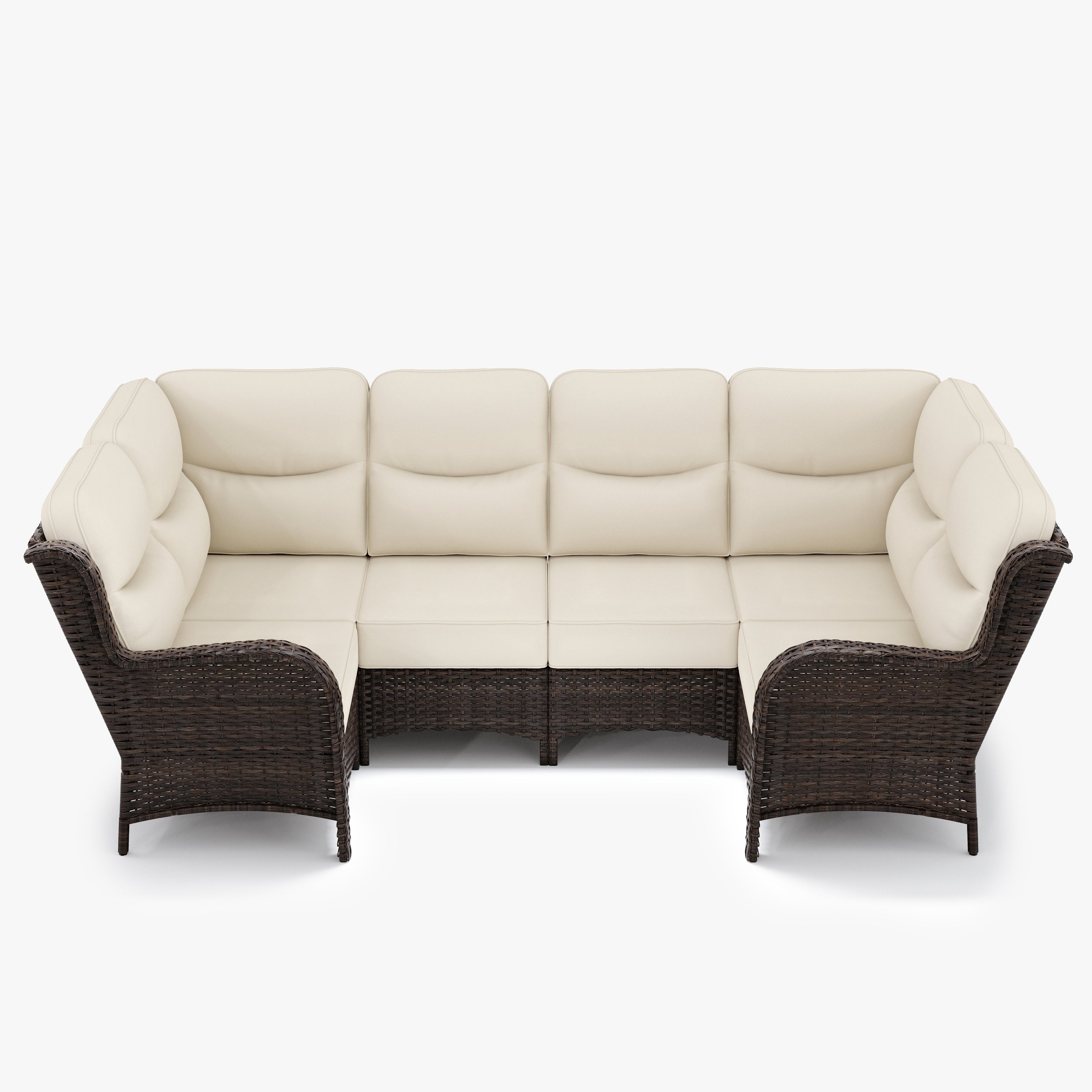 Patio 6 Seater U-shaped Blue Sectional