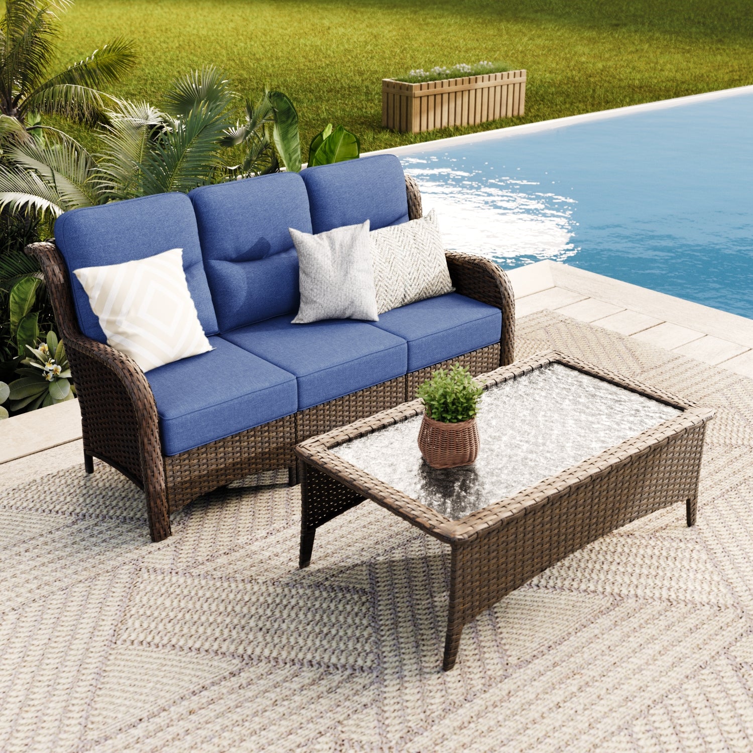 Hawthorne 3-piece Sofa With Table Blue