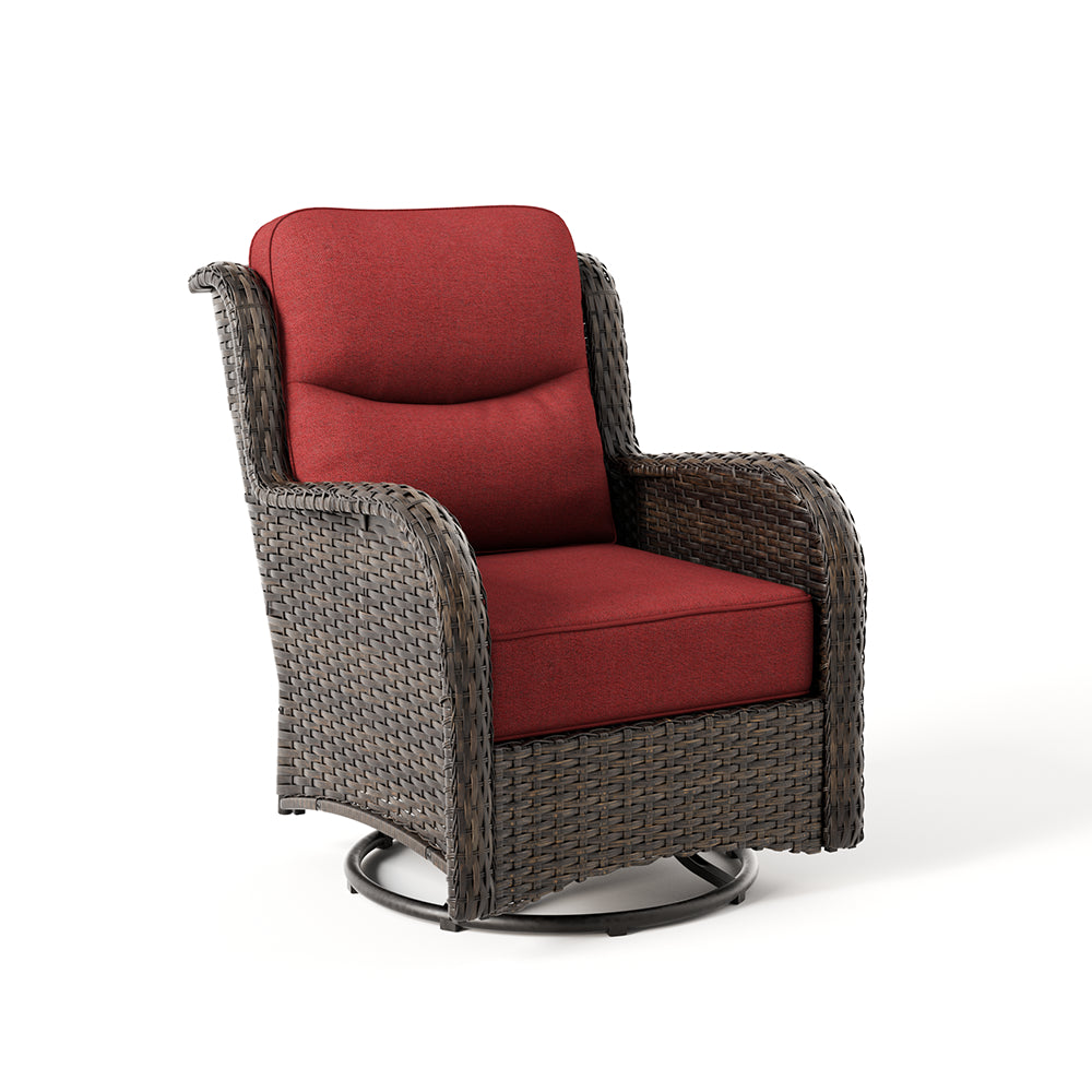 Hawthorne 360° Swivel Outdoor Wicker Gliding Chair With 6-Inch Cushion & Sturdy Base