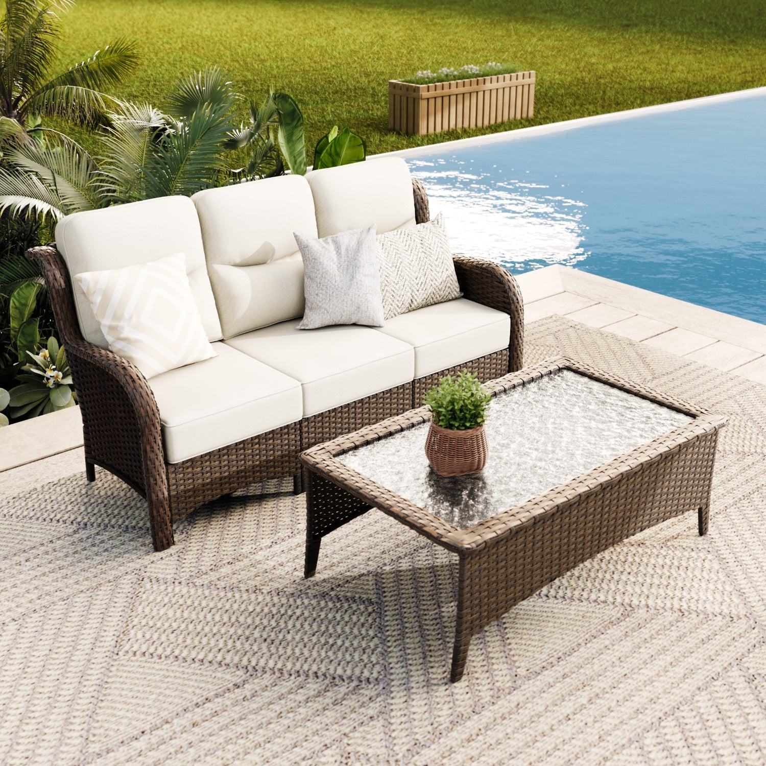 Hawthorne 3-piece Sofa With Table White