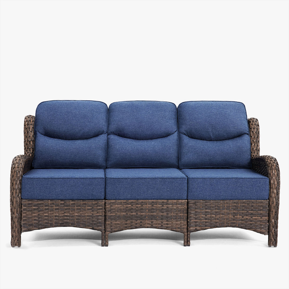 Hawthorne Patio Rattan 3 Seater Sofa With High Back Design & 6-Inch Cushions