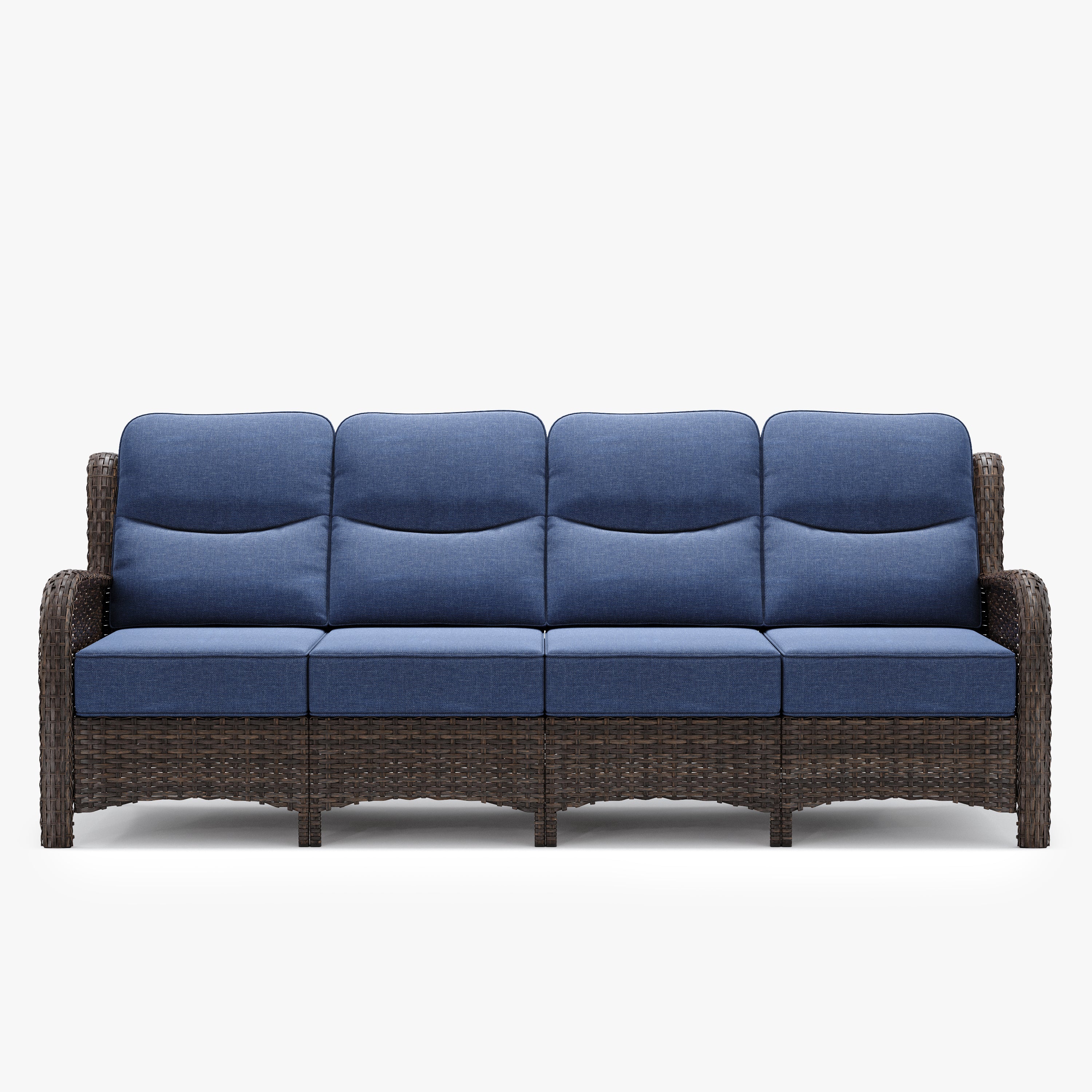 Hawthorne Patio Rattan 4 Seater Sofa With High Back Design & 6-Inch Cushions For Backyard