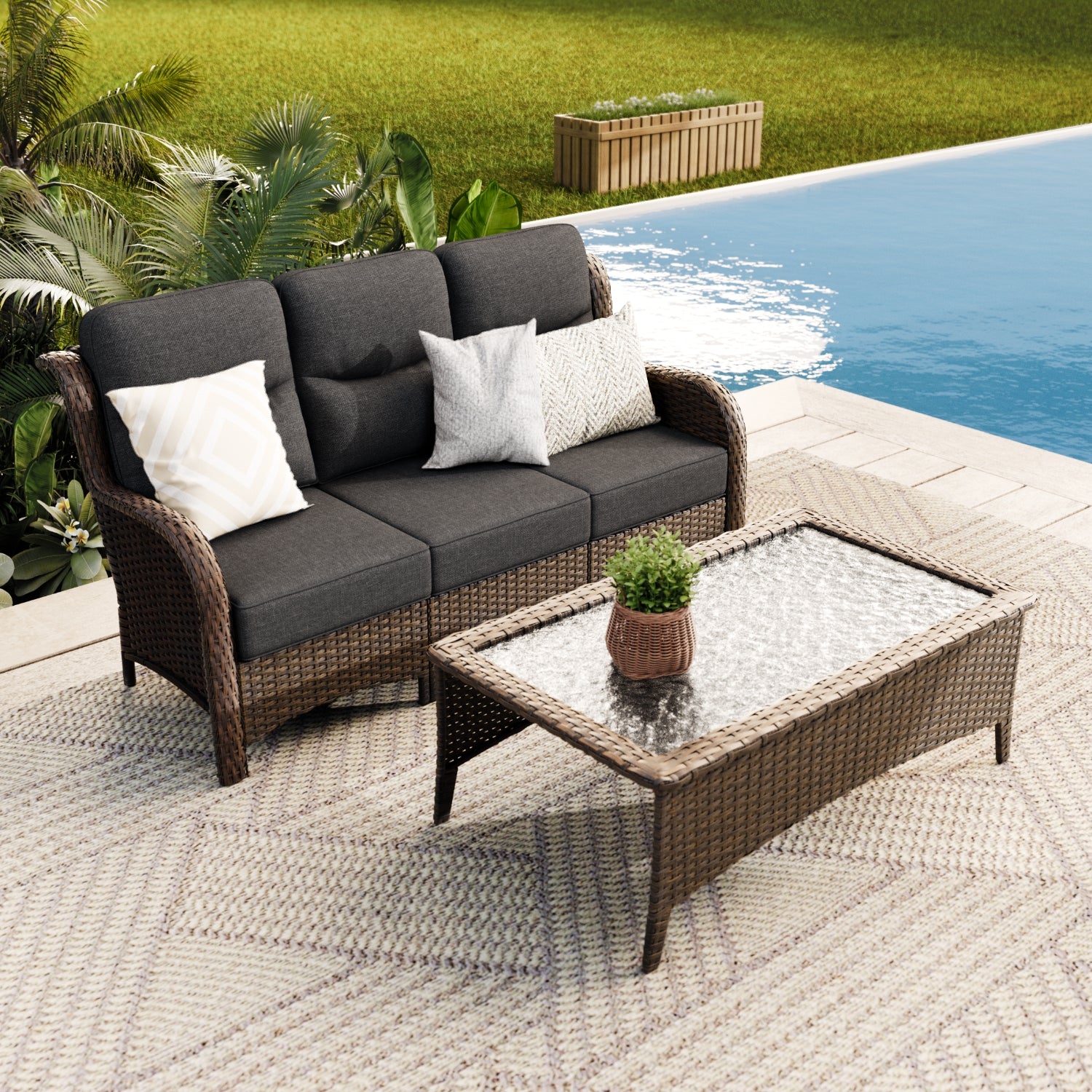 Hawthorne 3-piece Sofa With Table Gray
