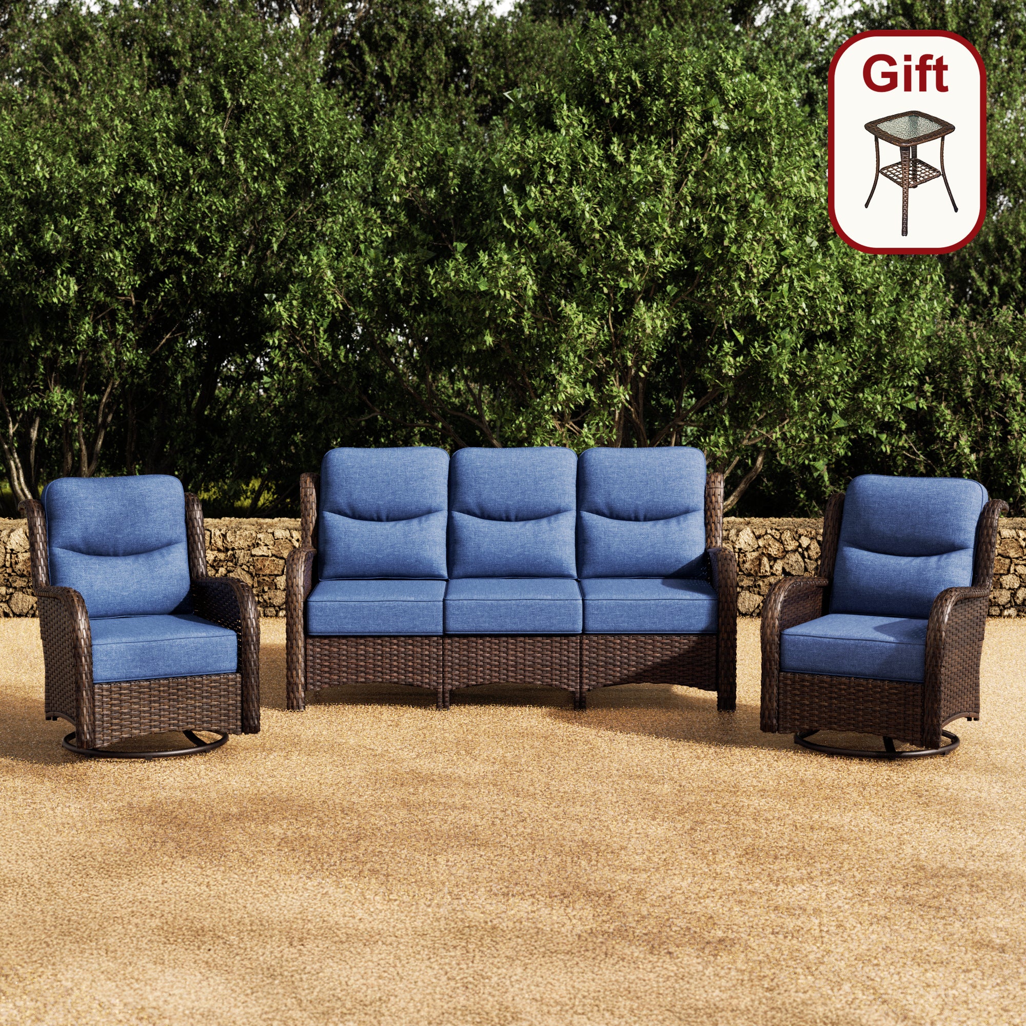 Hawthorne 5 Seater Patio Rattan Sofa Set with Swivel Chairs