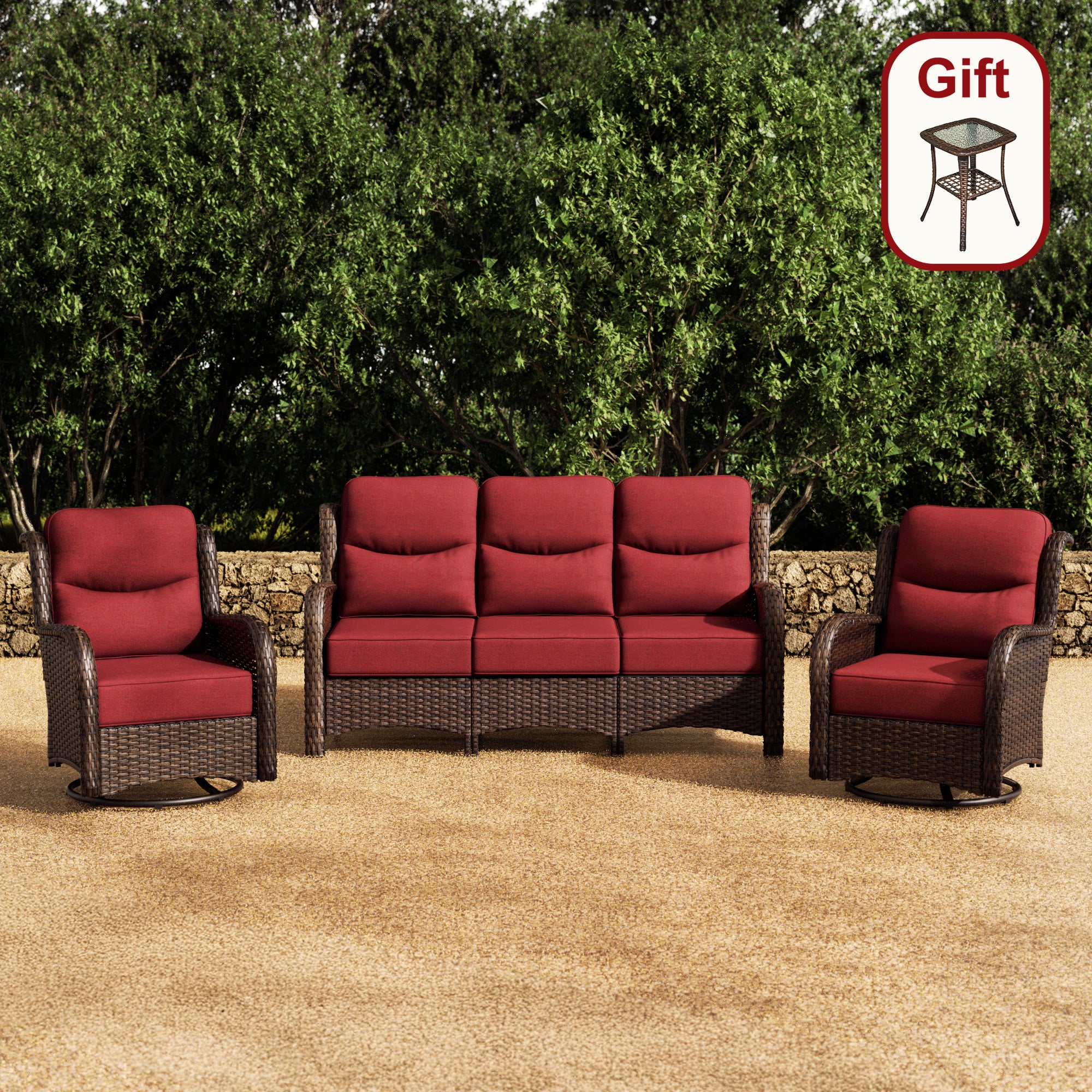 Hawthorne 5 Seater Patio Rattan Sofa Set with Swivel Chairs