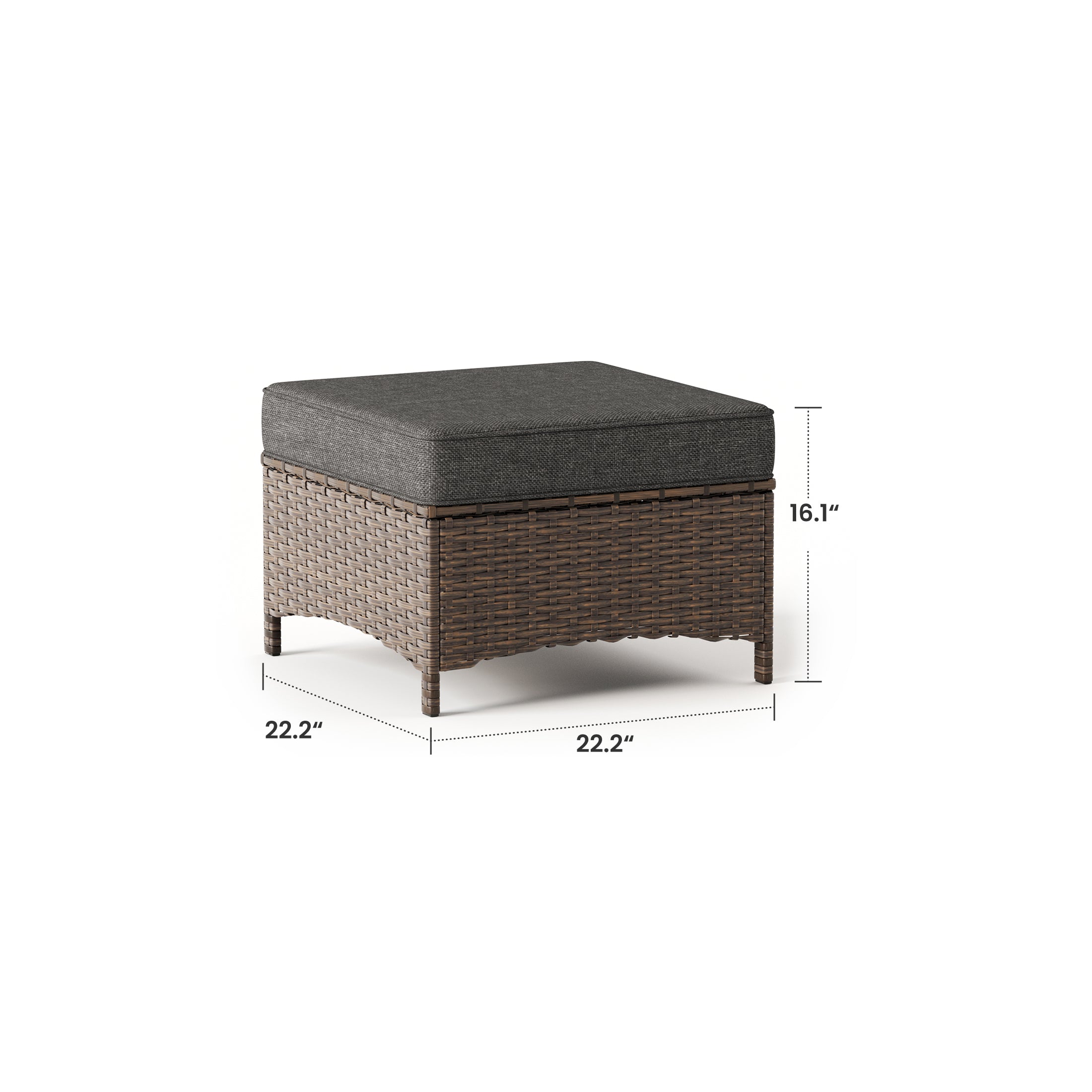 Hawthorne 2 Pack Multifunctional Outdoor Wicker Ottomans for Sofa and Chairs