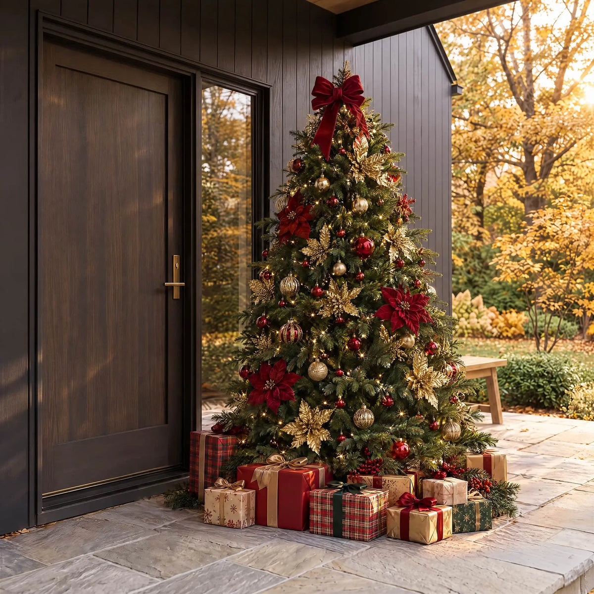 7.5 ft Pre-Lit Classic Noble Fir Christmas Tree Colored LED