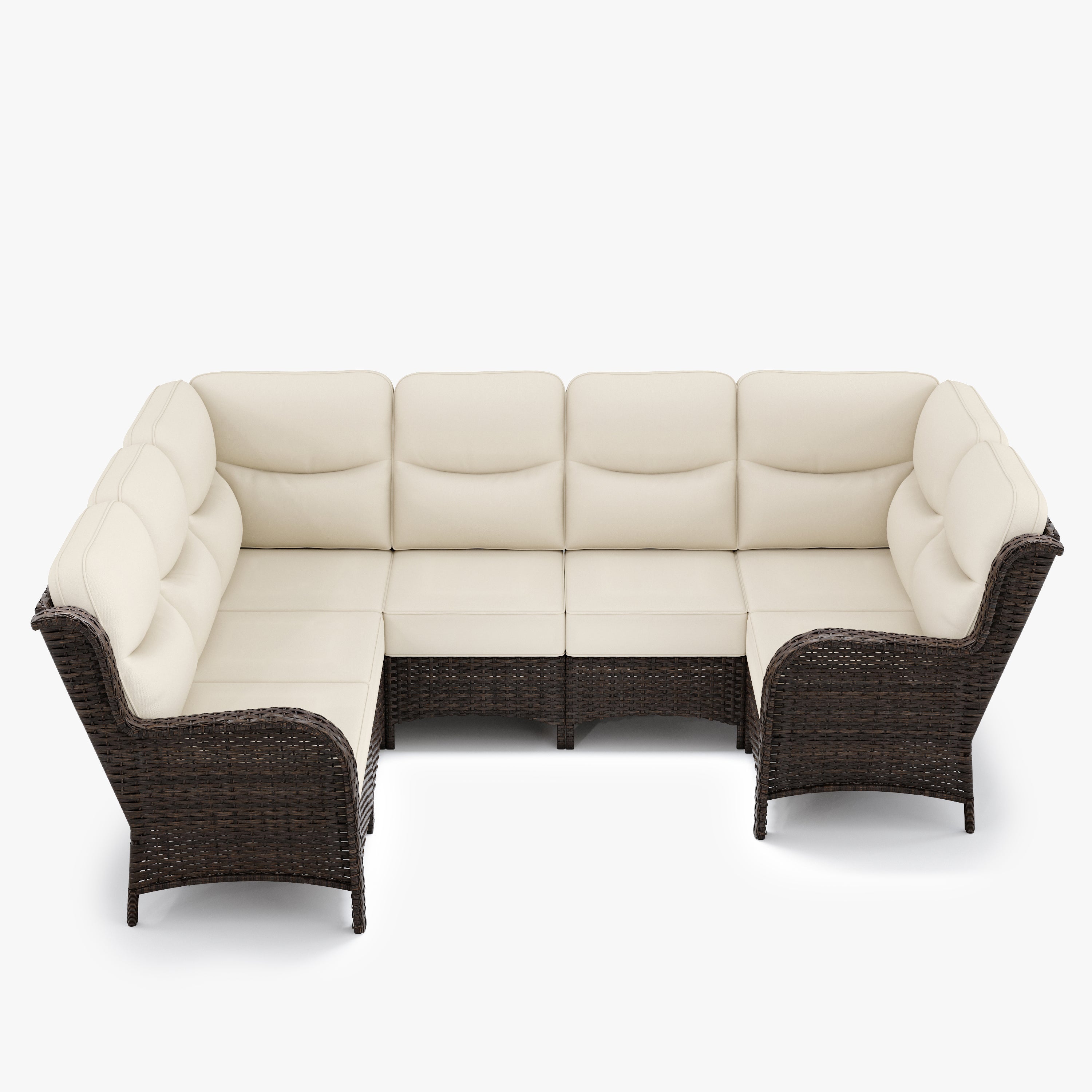 Patio 7 Seater U-shaped Blue Sectional