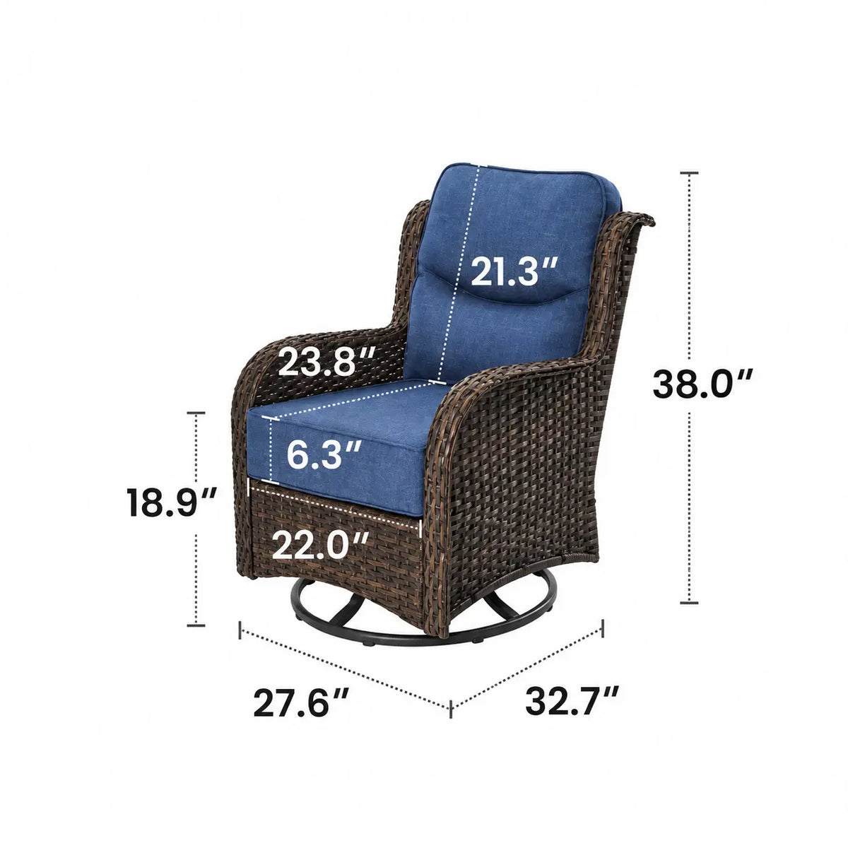 [FOR KOL] Hawthorne 1 Piece Outdoor Wicker 360° Swivel Conversation Seat With Cushions