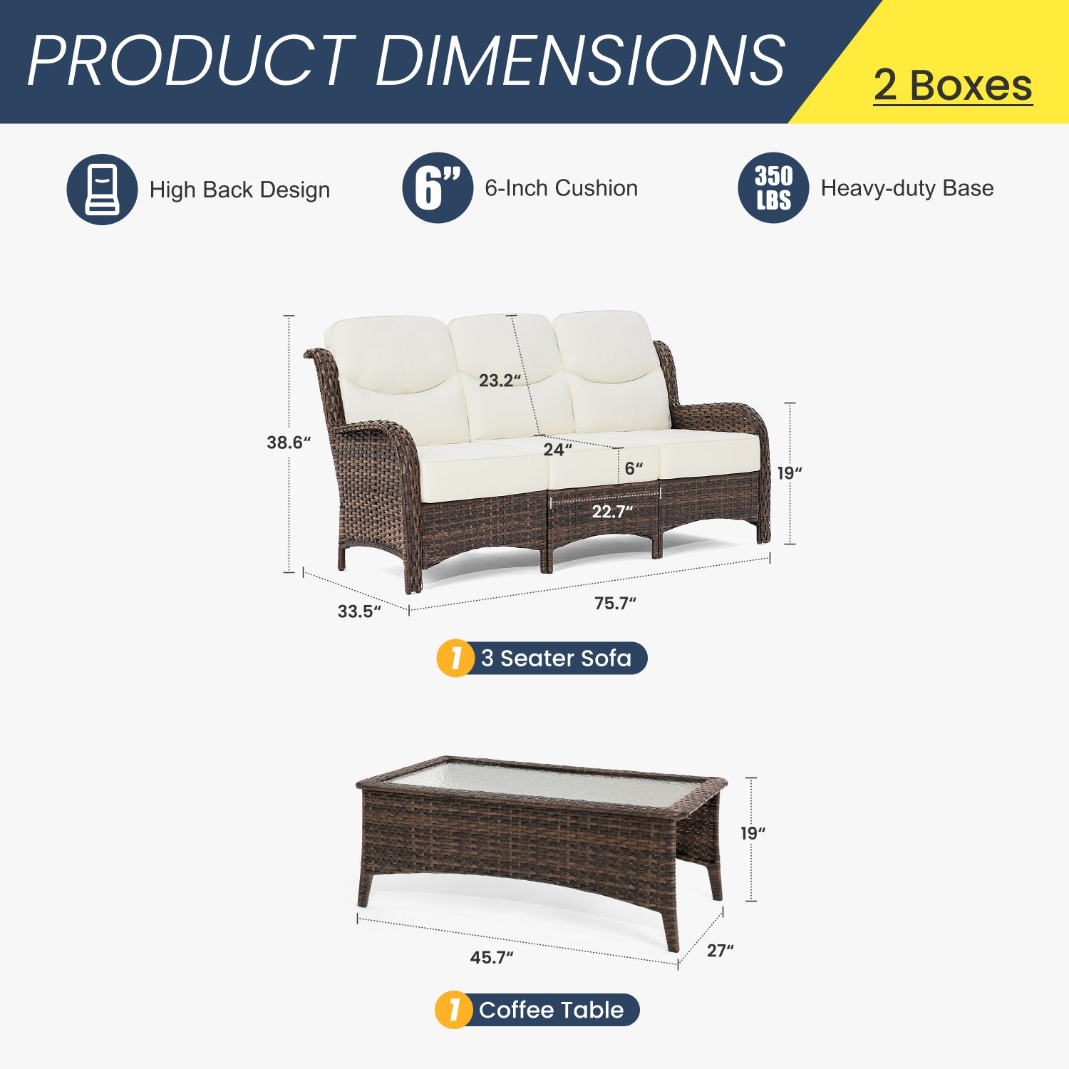 Hawthorne 3-piece Sofa With Table White