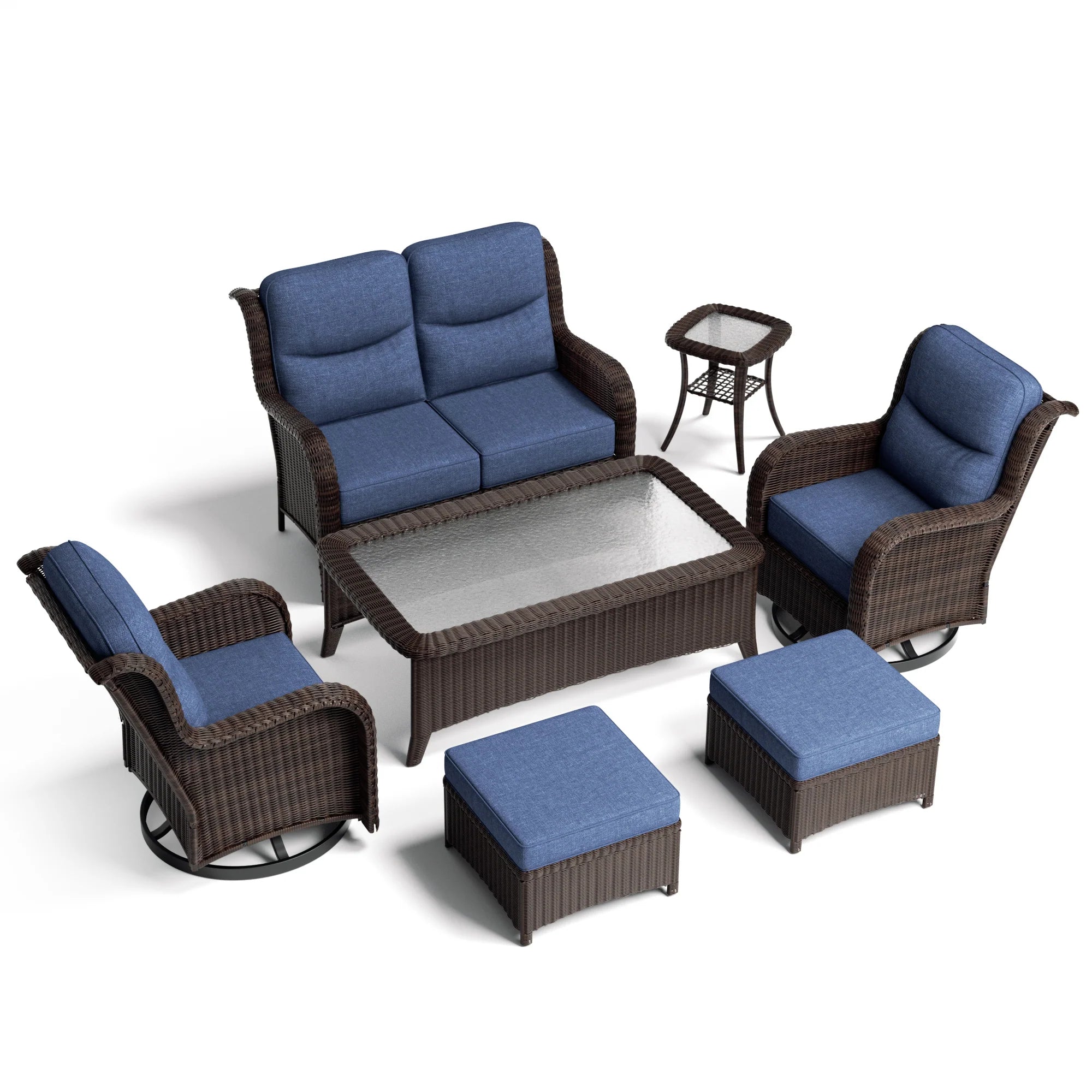 Ardenelle Patio Loveseat Set With Tables