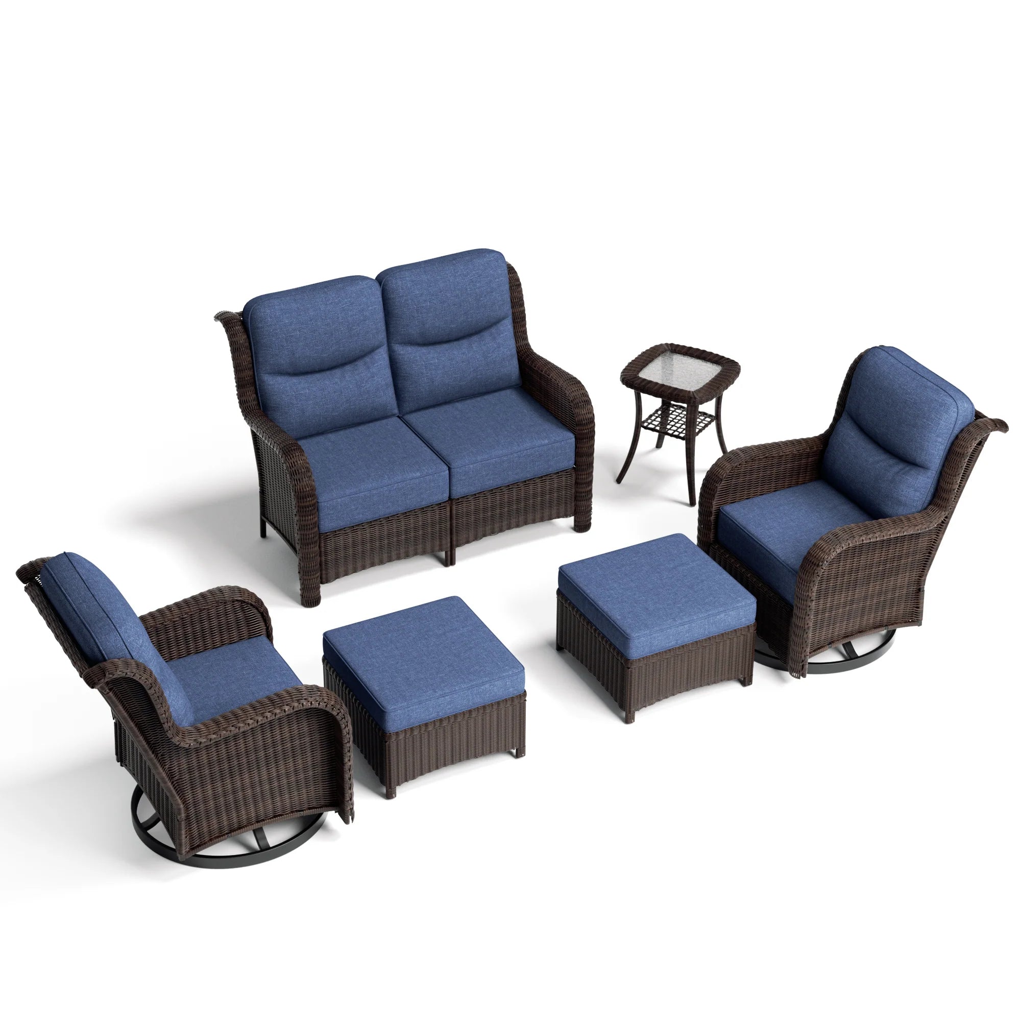Ardenelle  Loveseat Set With Ottomans