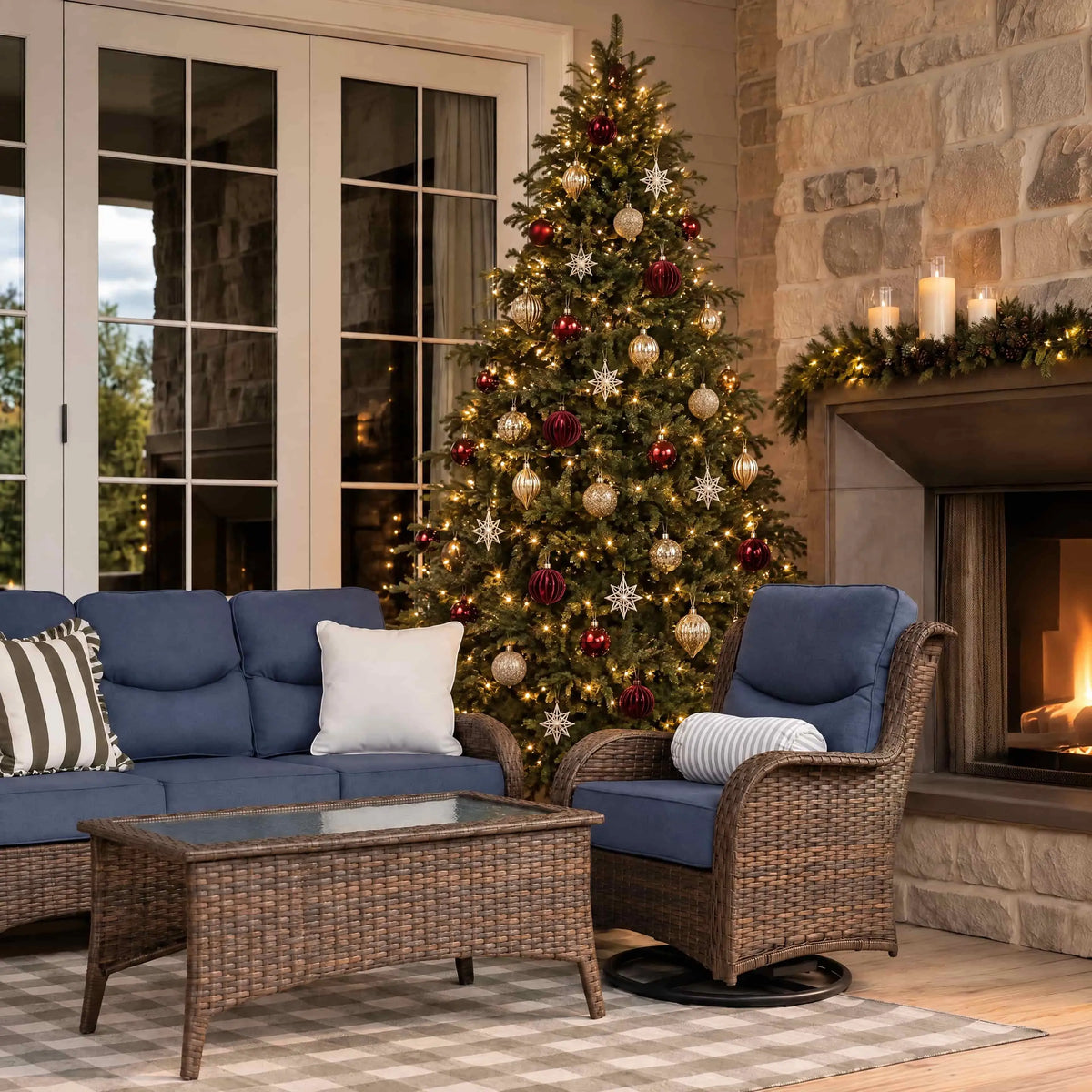 7.5 ft Pre-Lit Classic Noble Fir Christmas Tree Colored LED