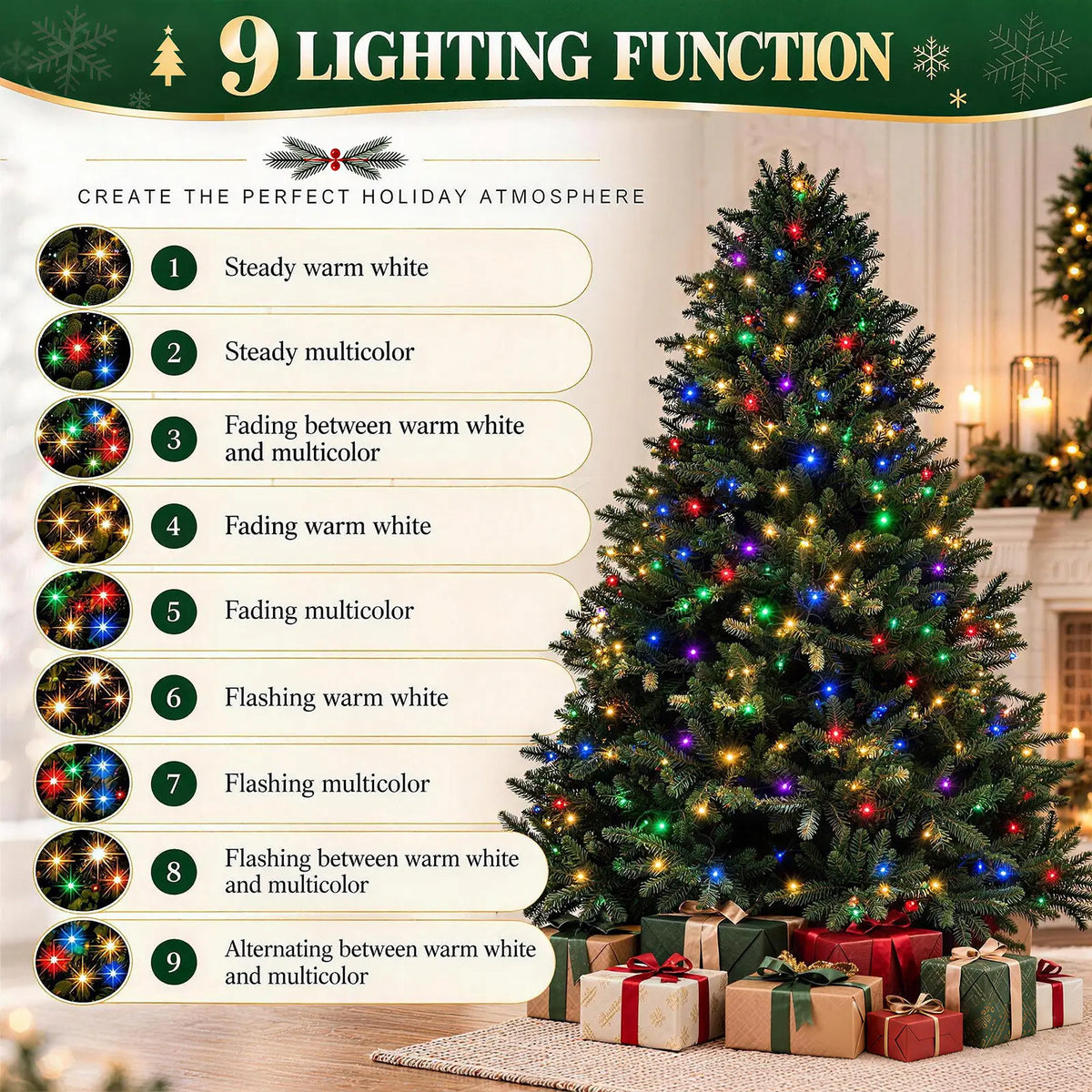 7.5 ft Pre-Lit Fraser Fir Christmas Tree Colored LED