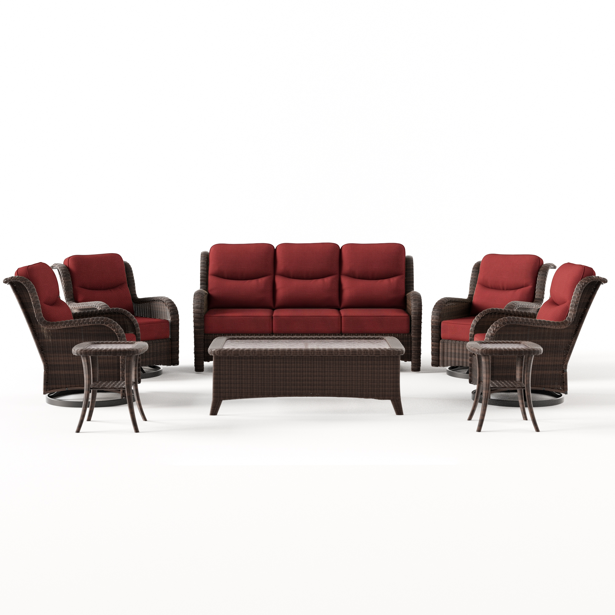 Ardenelle Luxury 7 Piece Patio Wicker Sofa Set With Tables And Covers