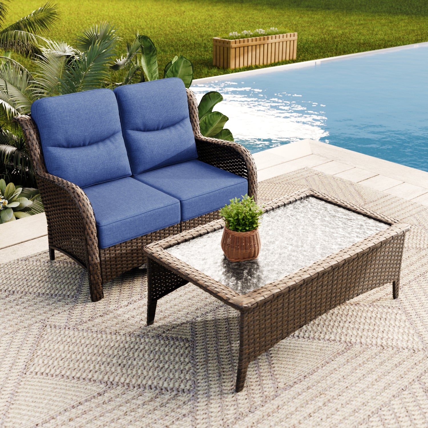 Hawthorne 2-Piece  Sofa With Table Blue