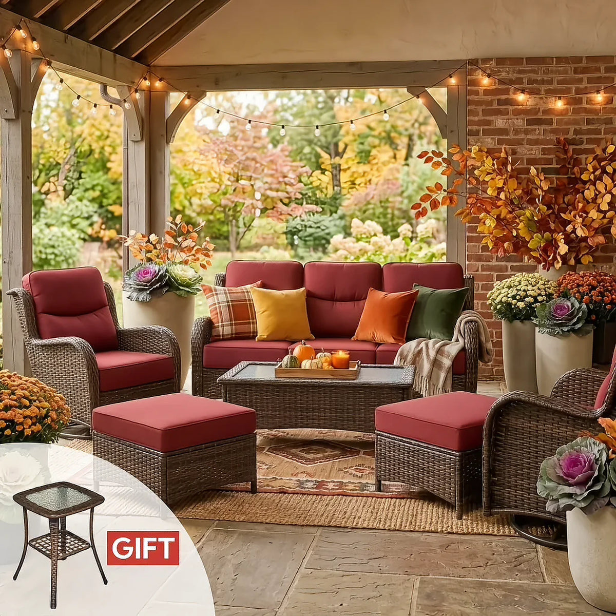 Hawthorne 6 Pieces Outdoor Wicker Sofa Set With Ergonomic backrest Design & Comfort Cushions
