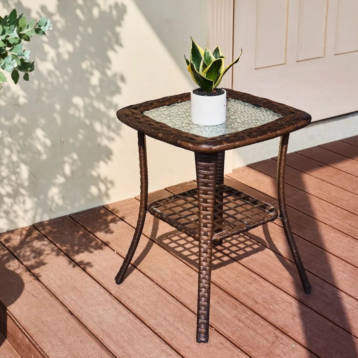 Patio Wicker Side Table Hillga