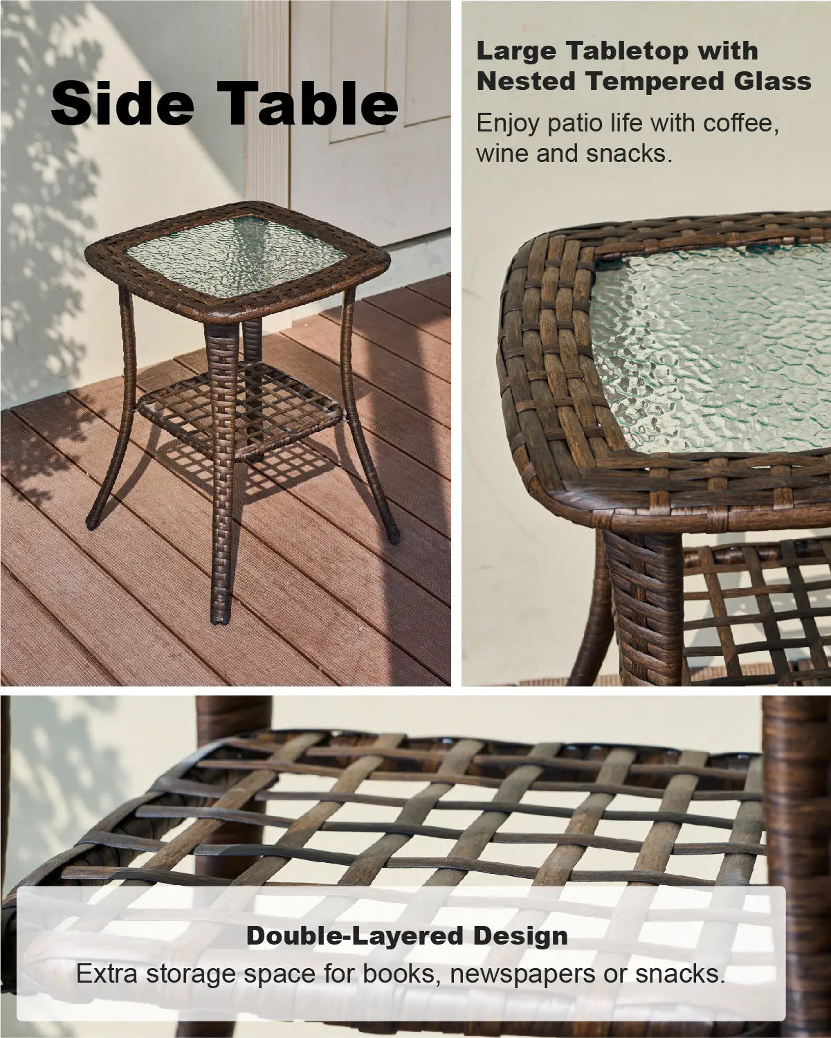 Patio Wicker Side Table Hillga