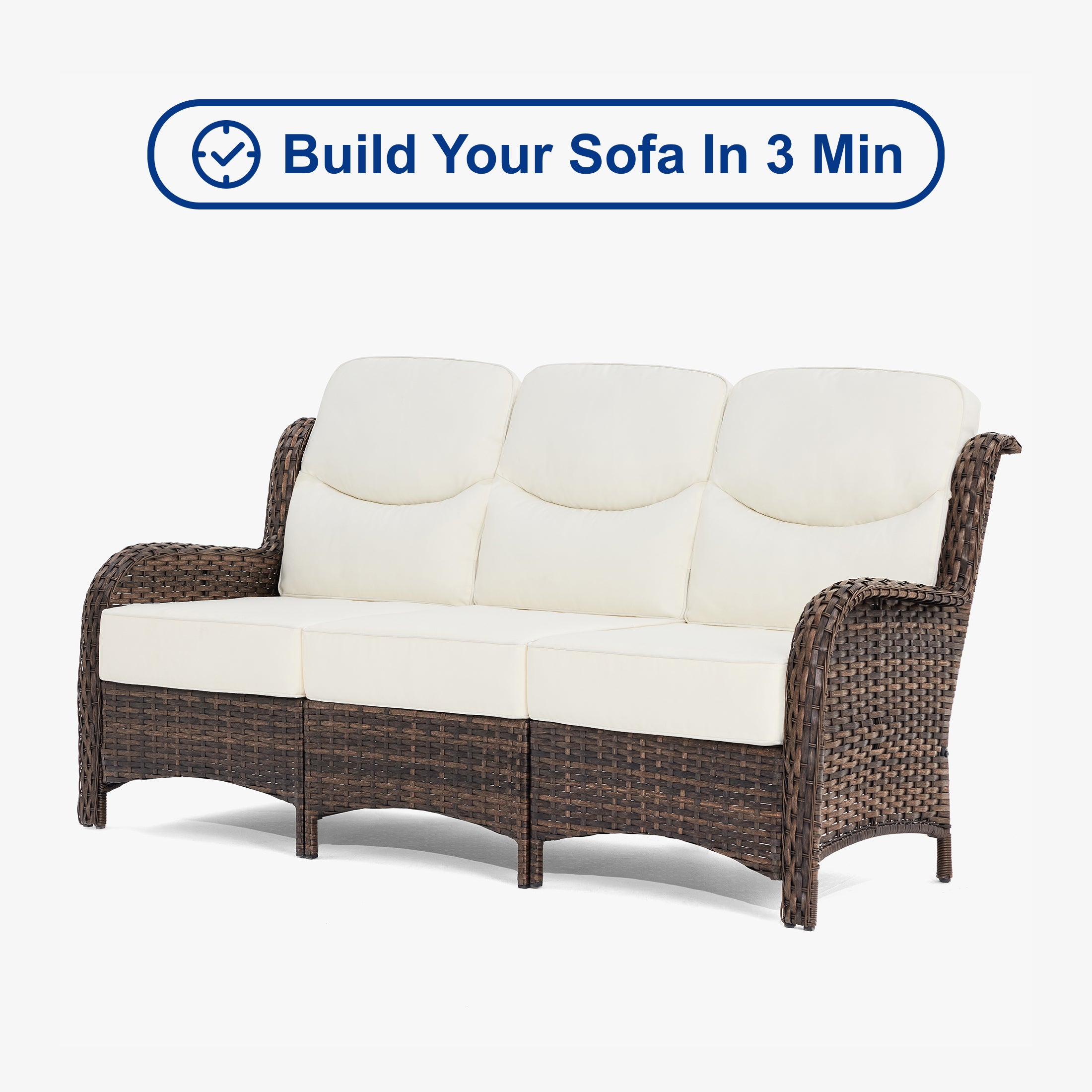 【Quick Assembly Collection】Outdoor Wicker 3-Min Sofa