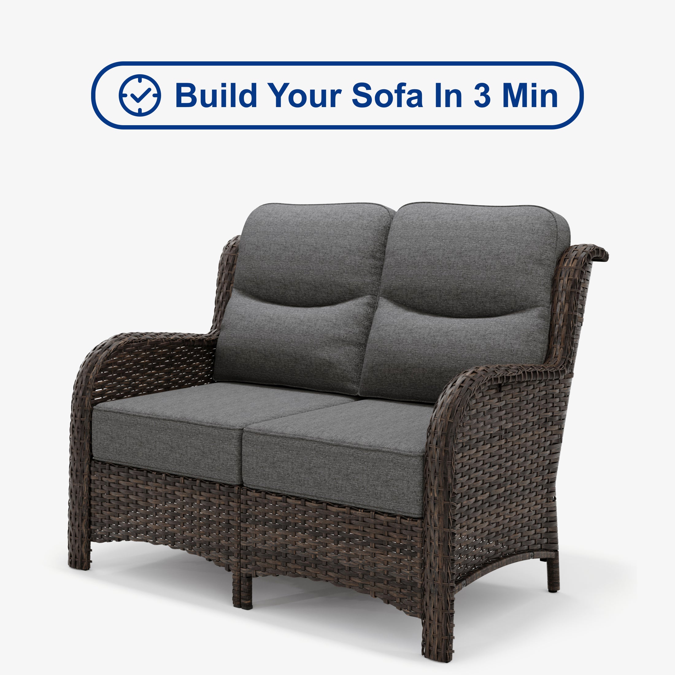 【Quick Assembly Collection】Outdoor Wicker 3-Min Sofa
