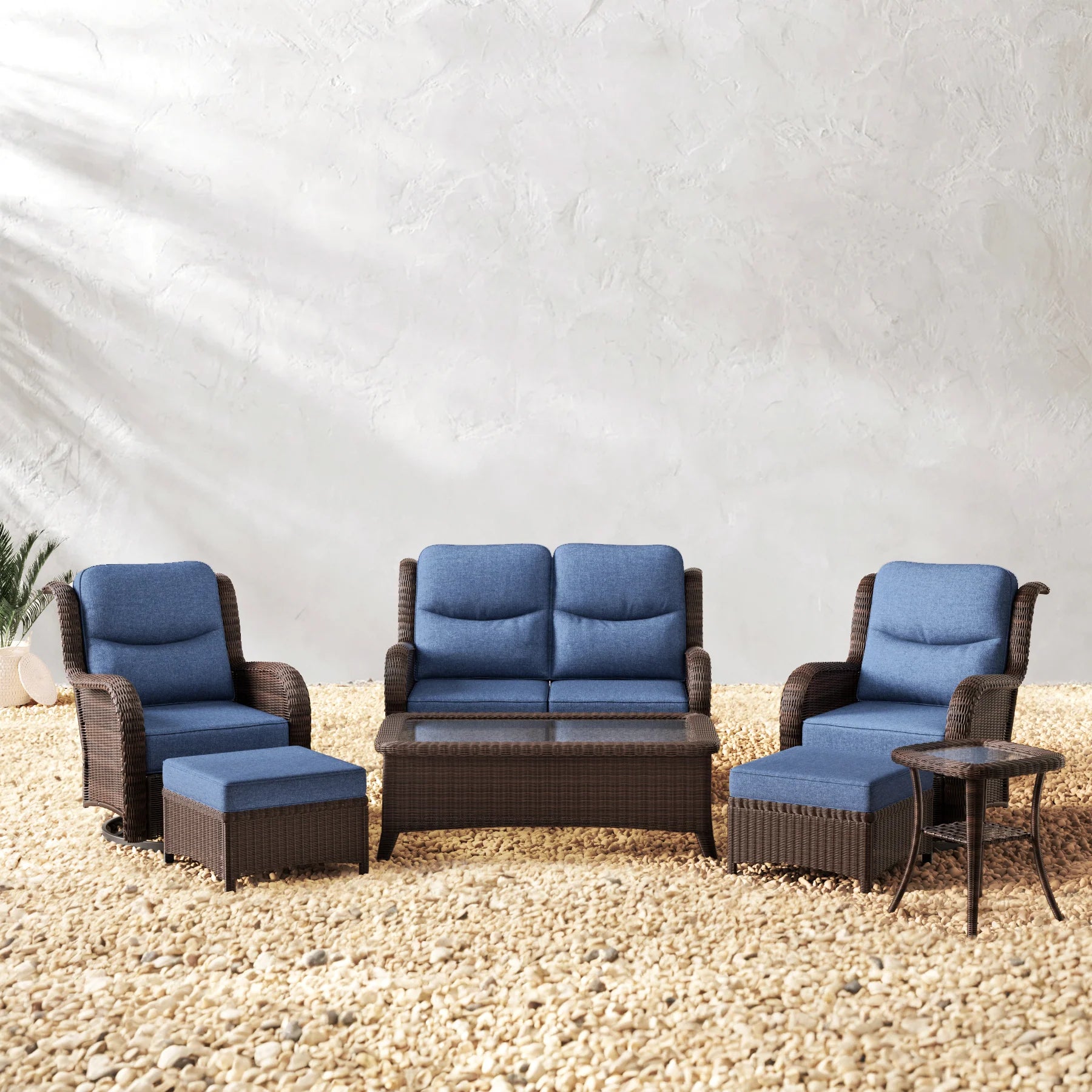Ardenelle Patio Loveseat Set With Tables