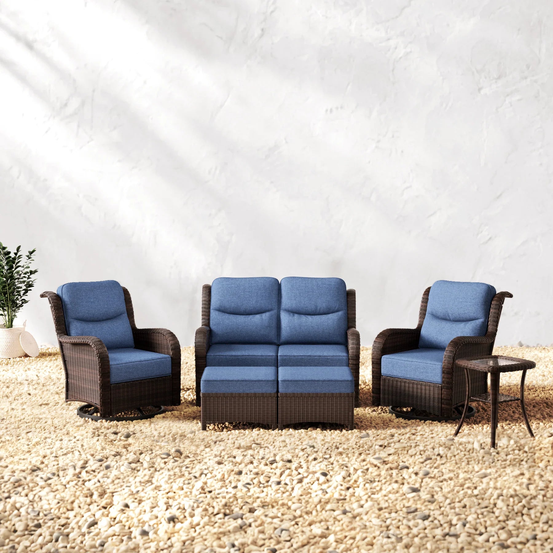 Ardenelle  Loveseat Set With Ottomans