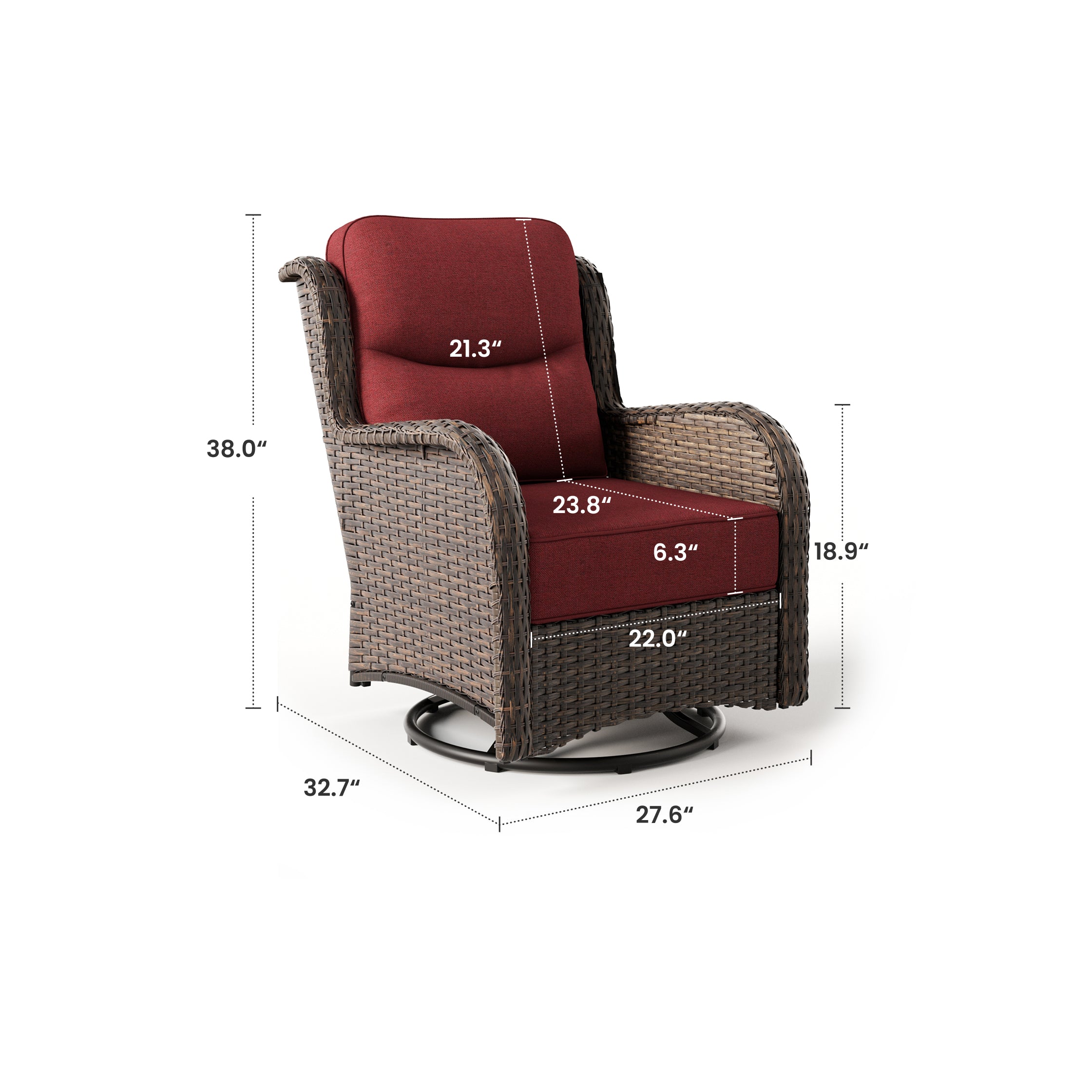 Hawthorne 360° Swivel Outdoor Wicker Gliding Chair With 6-Inch Cushion & Sturdy Base