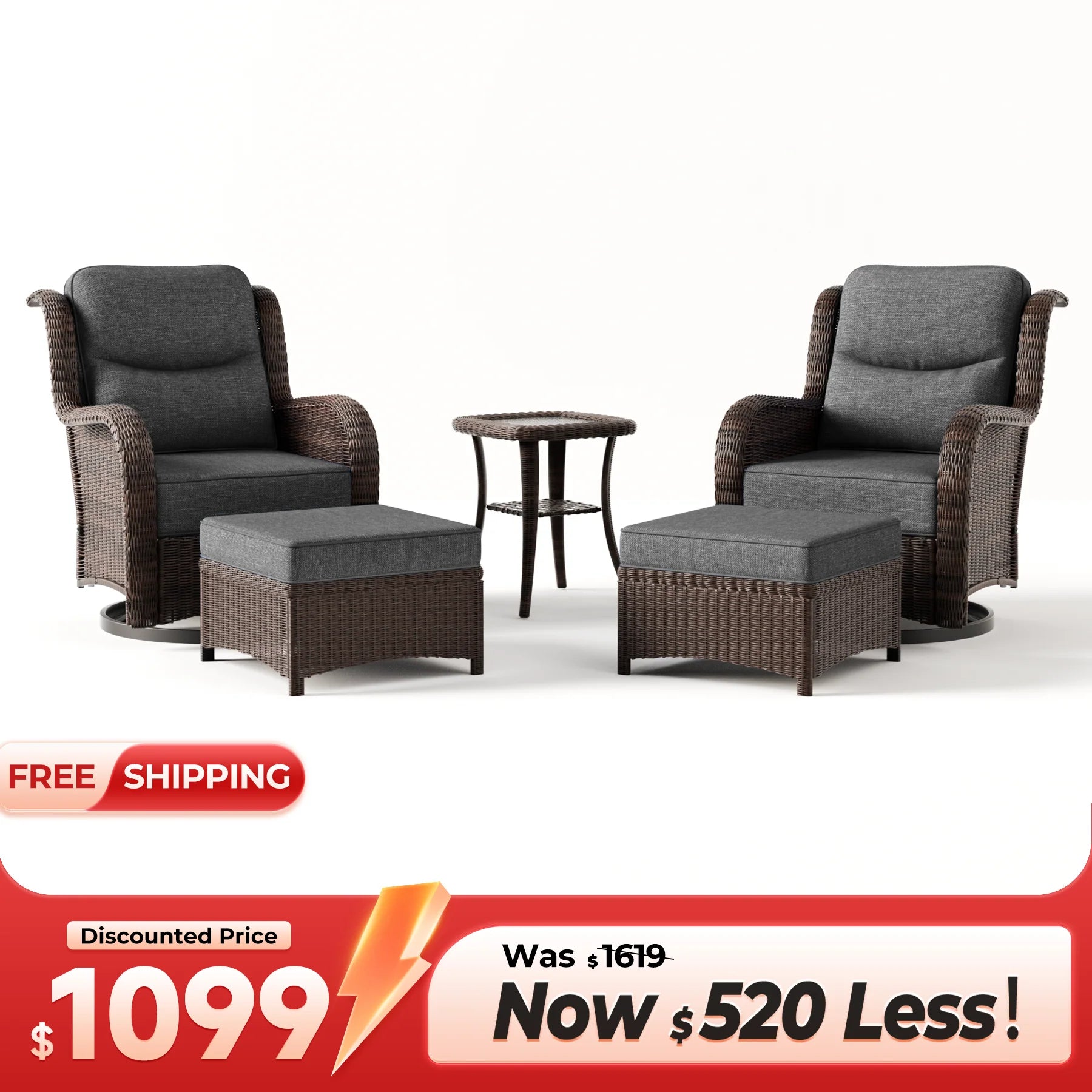 Ardenelle Conversation Set With Ottomans